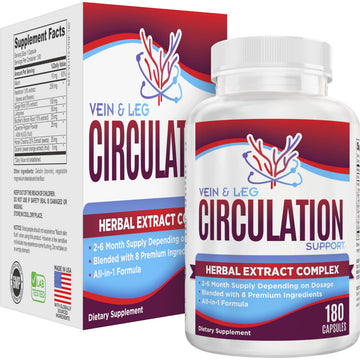 Vein & Leg Circulation (2-Month) Support Supplement with 8 Active Ingredients in 1 Formula | Leg + Vein | Blood Circulation Support Supplements | 60-Day Bulk Supply | 180 Capsules Elevate Recovery Supplements Au supplements