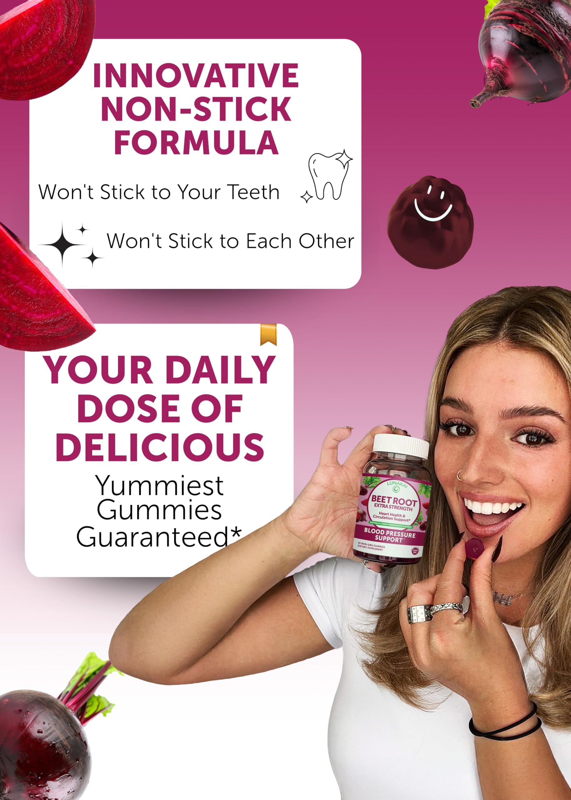 Lunakai USA Made Beet Root Gummies with Antioxidant Blend - Delicious Non-GMO Beet Chews, 60ct Lunakai Au supplements