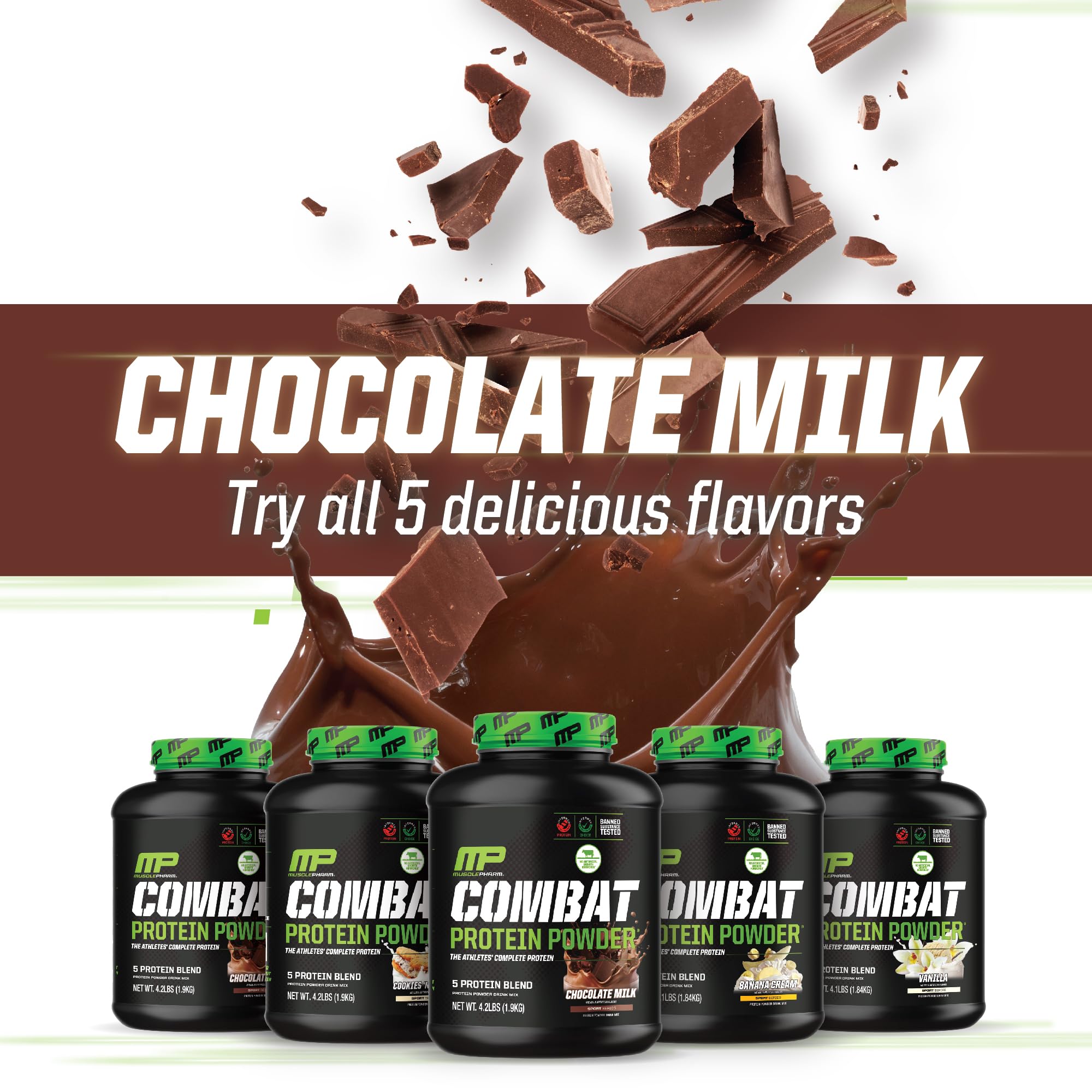 MusclePharm Combat Protein Powder, Chocolate Milk - 4 lb - Gluten Free - 52 Servings Muscle Pharm Au supplements