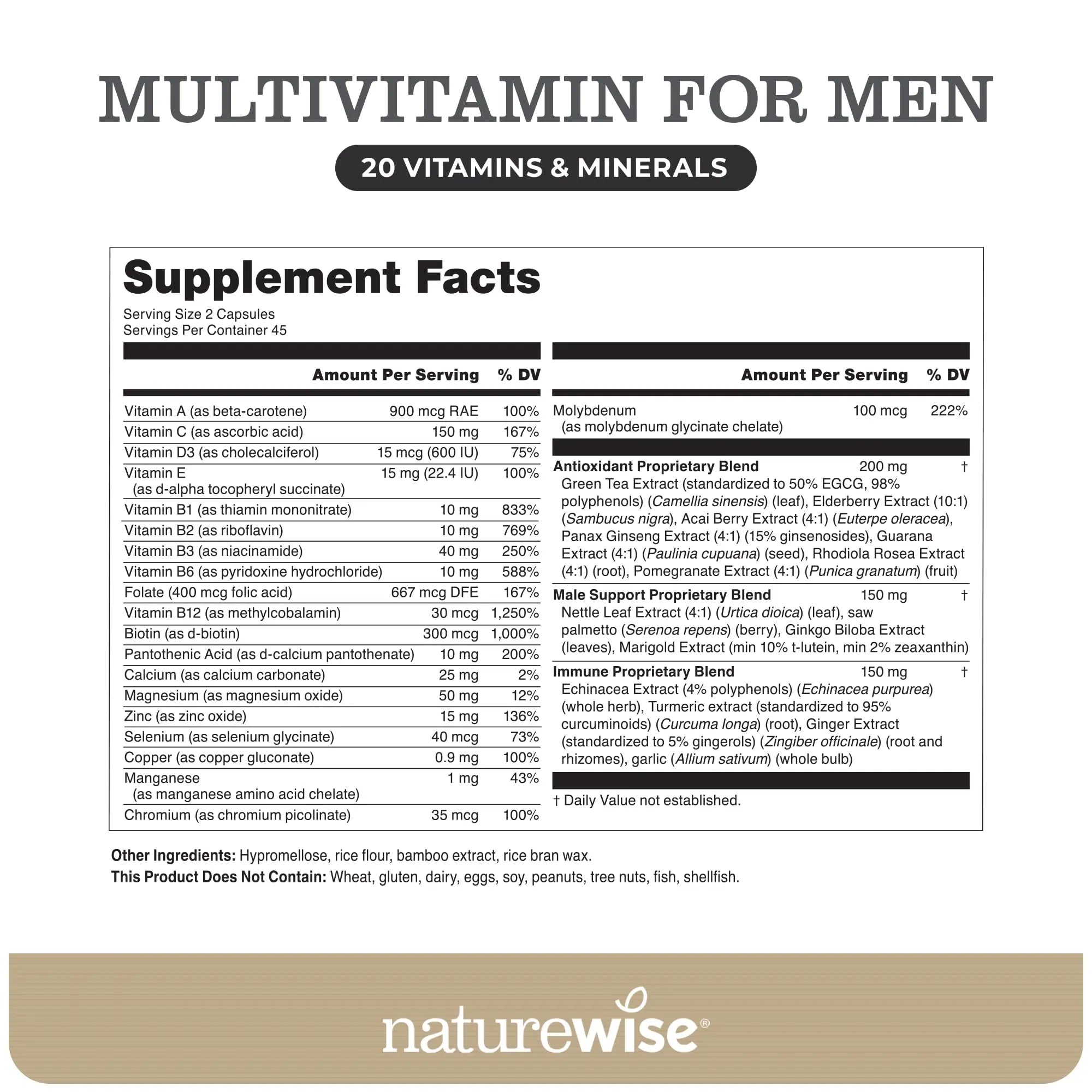 NatureWise [1] Multivitamin for Men - Non-GMO - 90 Capsules[45-Day Supply] + (Pack of 2) Omega 3 Fish Oil 1000mg + Vitamin E - Wild-Caught - 60 Softgels[30-Day Supply] NatureWise Au supplements