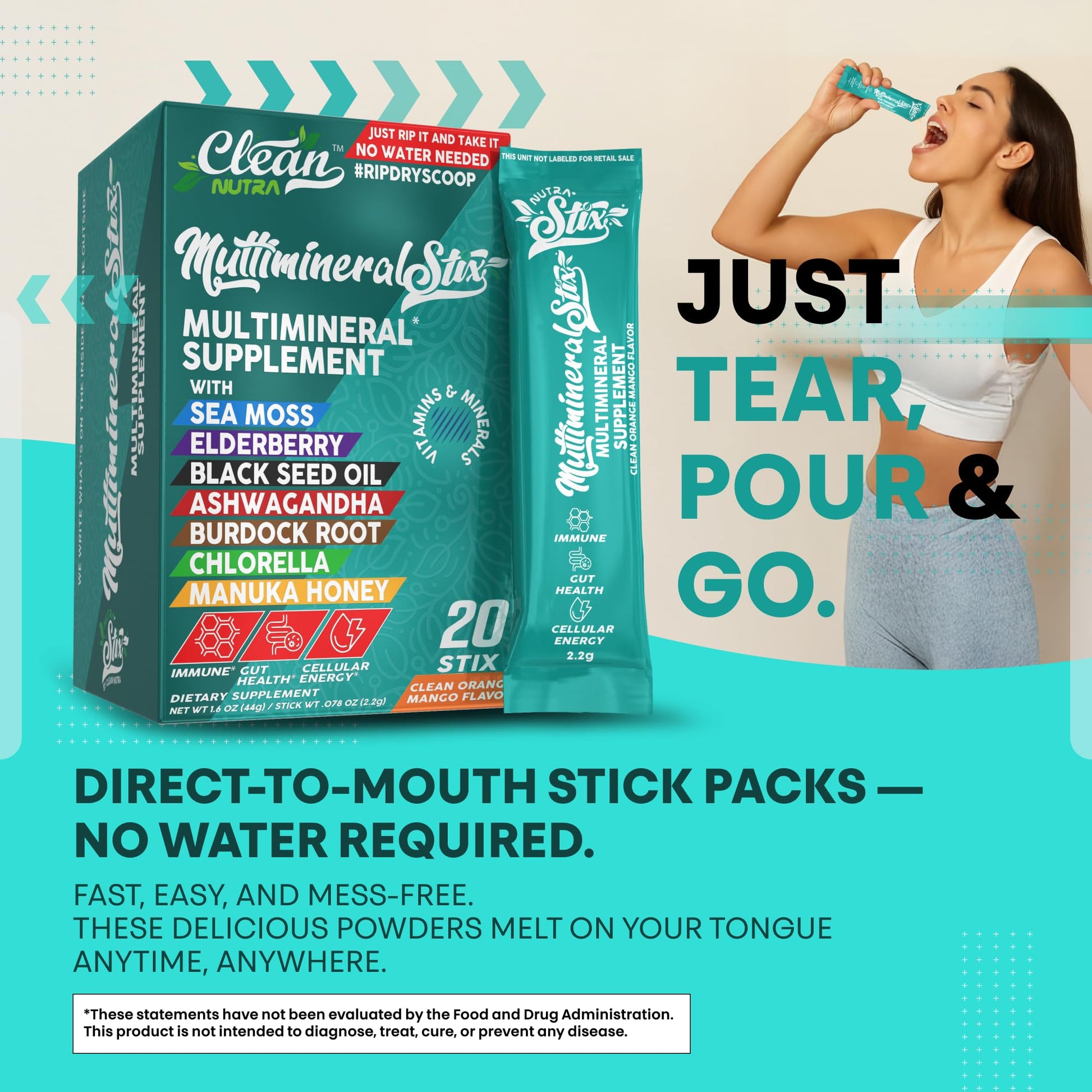 Sea Moss Powder Elderberry Ashwagandha Chlorella Manuka Honey VitaminD3 Vitamin C Zinc Spirulina Iodine Greens Detox Immune Support Sugar Free Hydration Powder Drink Mix – 20 Sticks Clean Nutraceuticals Au supplements