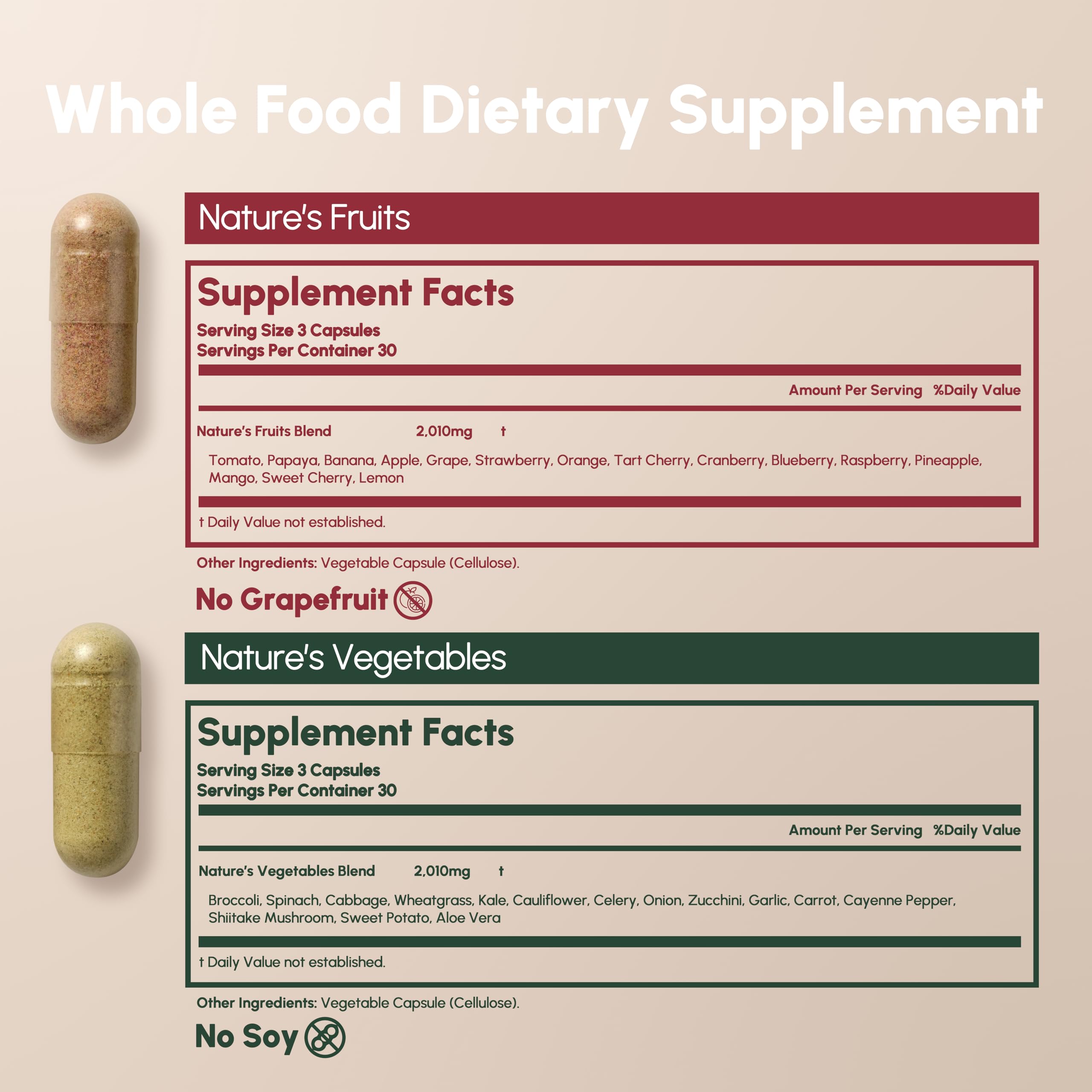 Equal Supplements Fruits and Vegetables Capsules | 2 Month Supply | GMP Certified-Manufactured in US | Fruit and Veggies Supplement for Balance | of Nature, Fruit and Vegetable Capsule for Adults Equal Supplements Au supplements