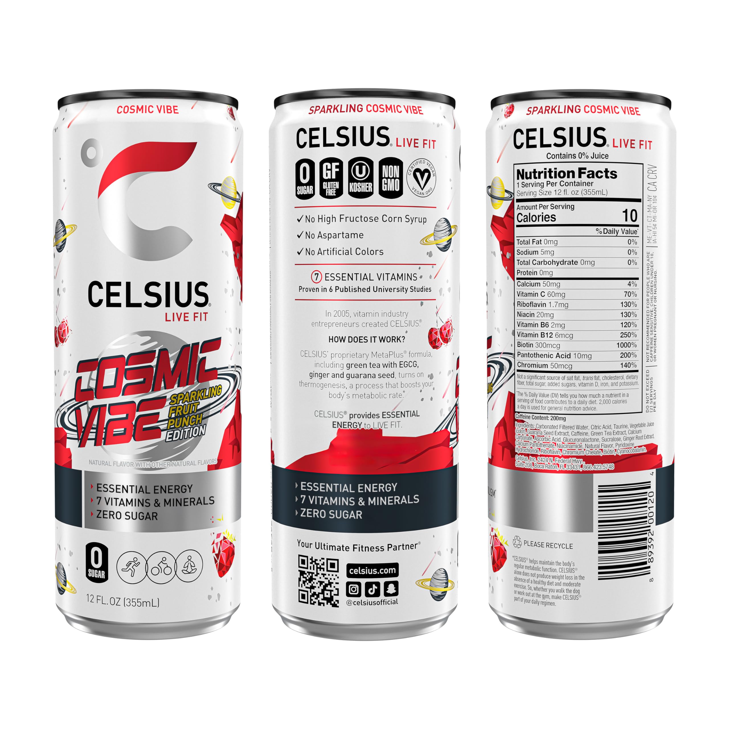 CELSIUS Sparkling Cosmic Vibe, Functional Essential Energy Drink 12 Fl Oz (Pack of 12) CELSIUS Au supplements