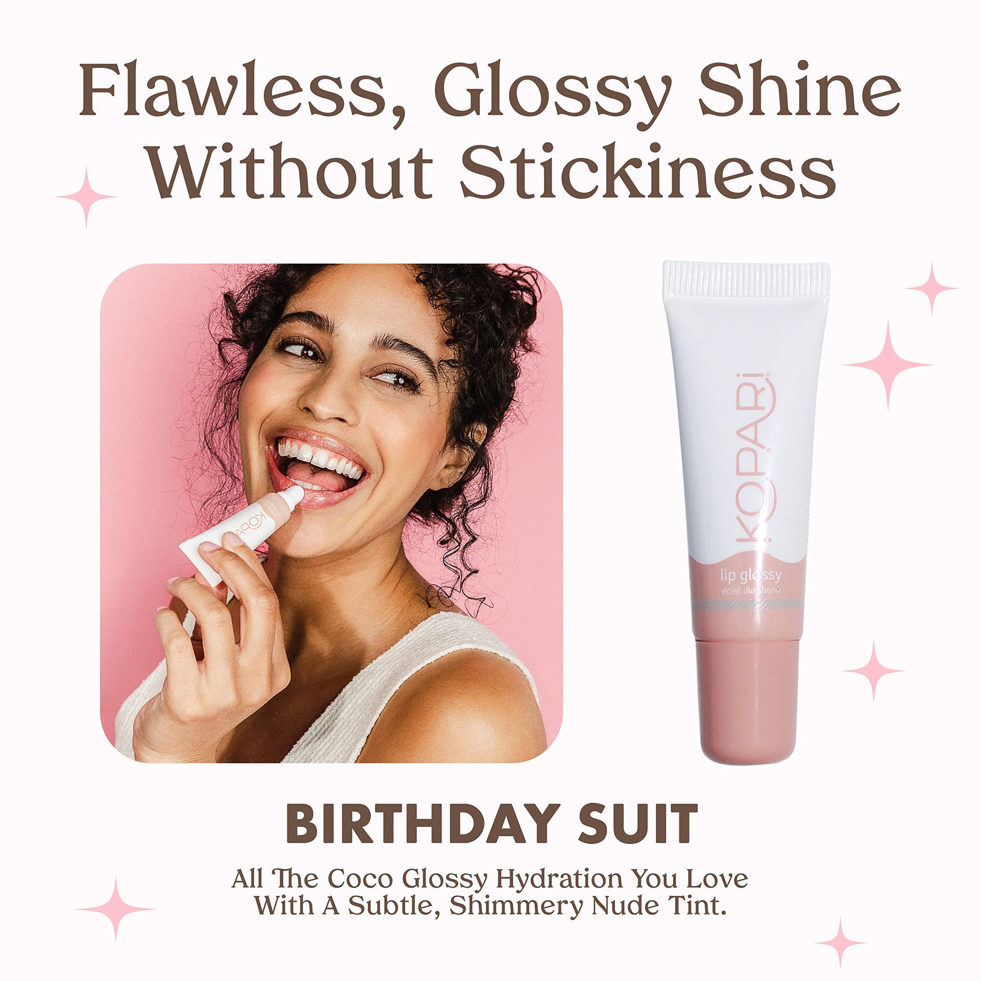 Kopari Coconut Lip Glossy | Nude Tint Birthday Suit | Vegan Hydrating Moisturizing Lip Oil Vitamin E Shea Butter Long Wear High Shine Non Sticky | Clean Plant Based Non Toxic Balm Paraben Free Kopari Au supplements