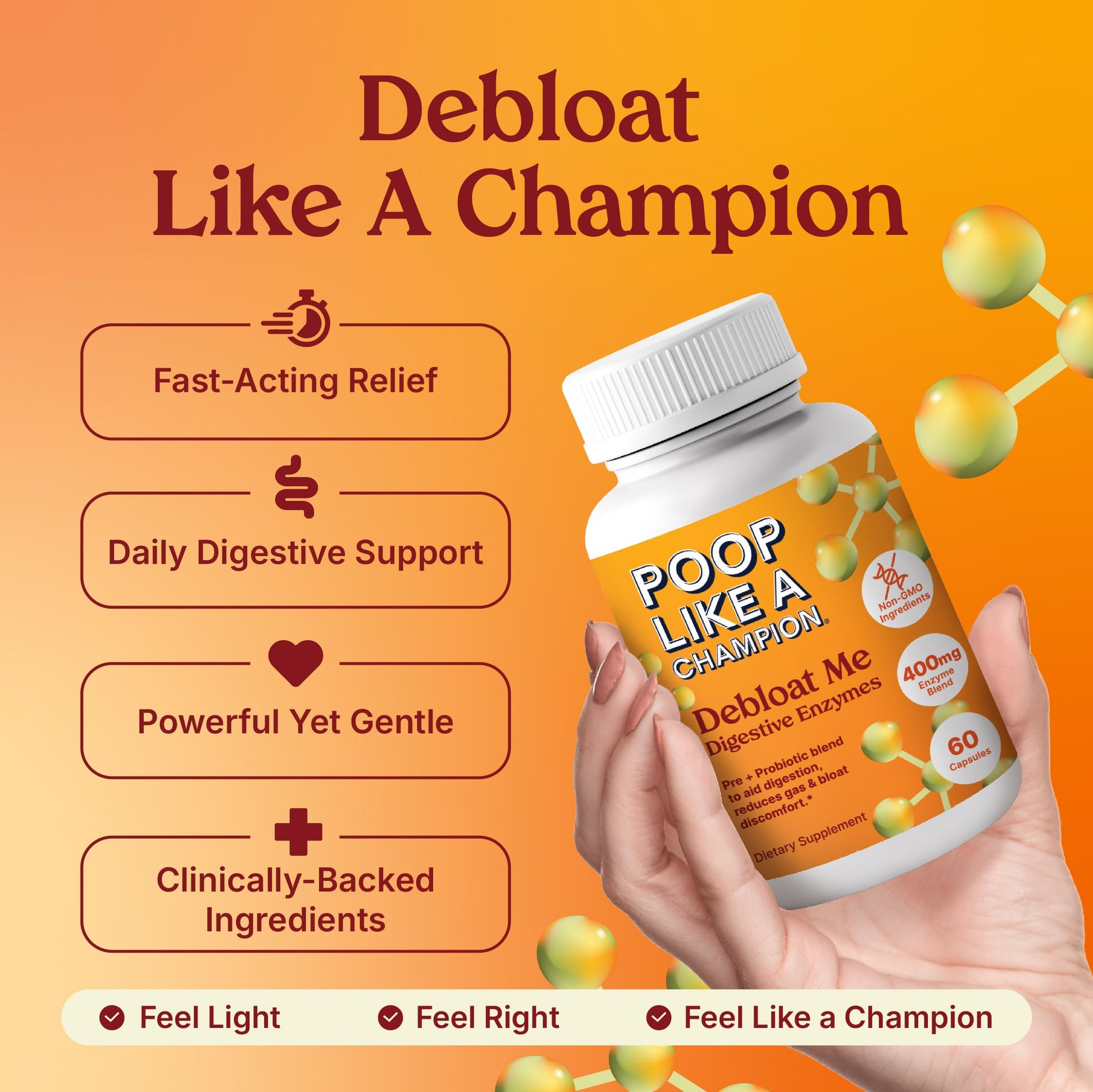 Poop Like a Champion Bloating Relief Digestive Enzymes, Probiotic Powered Capsules to Support Digestive Health and Gas Relief, 60 Capsules Poop Like a Champion Au supplements