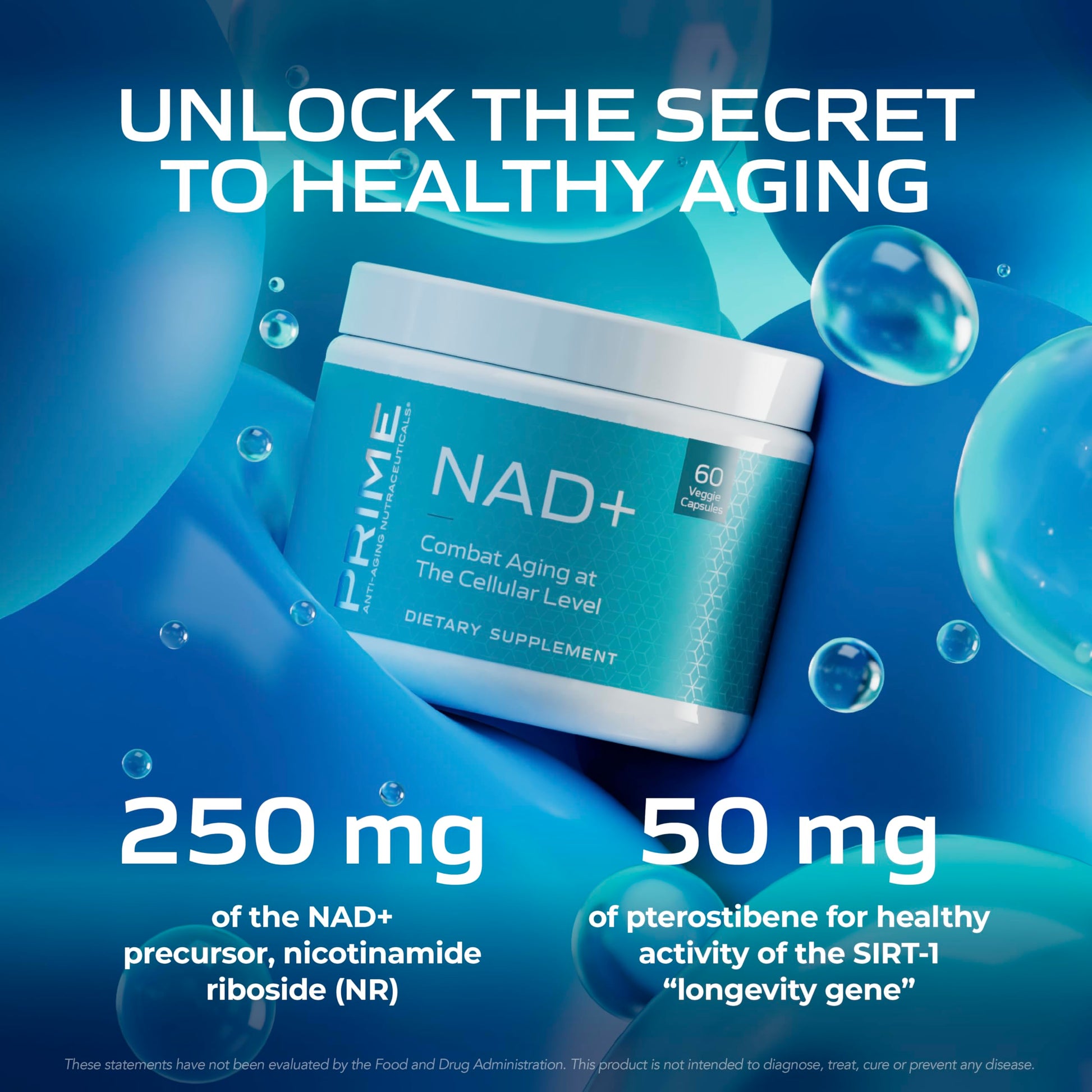 PRIME Anti-Aging Nutraceuticals NAD+ – Nicotinamide Riboside & Pterostilbene Supplement for Cellular Energy, Healthy Aging & Vitality, Vegan, Gluten-Free, 30 Servings PRIME Au supplements
