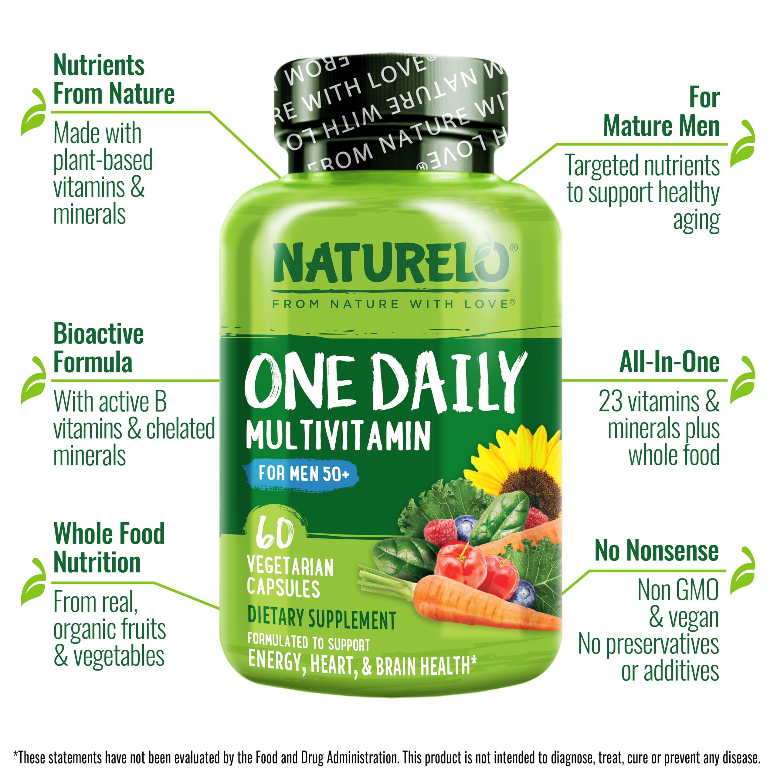 NATURELO Mens Multivitamins for Men 50+ - One Daily Multivitamin for Men with Vitamins, Minerals & Organic Whole Foods NATURELO Au supplements