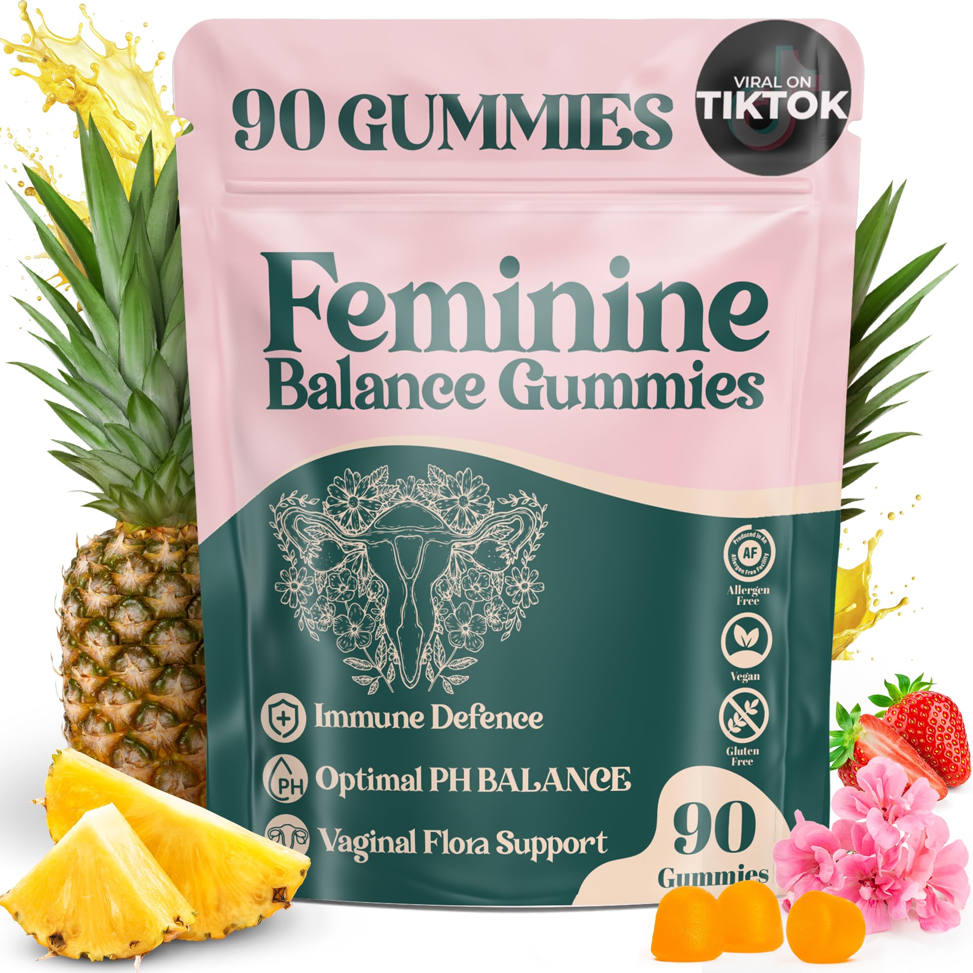 ORGANIC UPLIFT Premium Feminine Balance Gummies - for Women’s Health & Wellness - Immune Support - Vegan, Gluten-Free - Hawaiian Pineapple - 90 Gummies - 45 Servings ORGANIC UPLIFT Au supplements