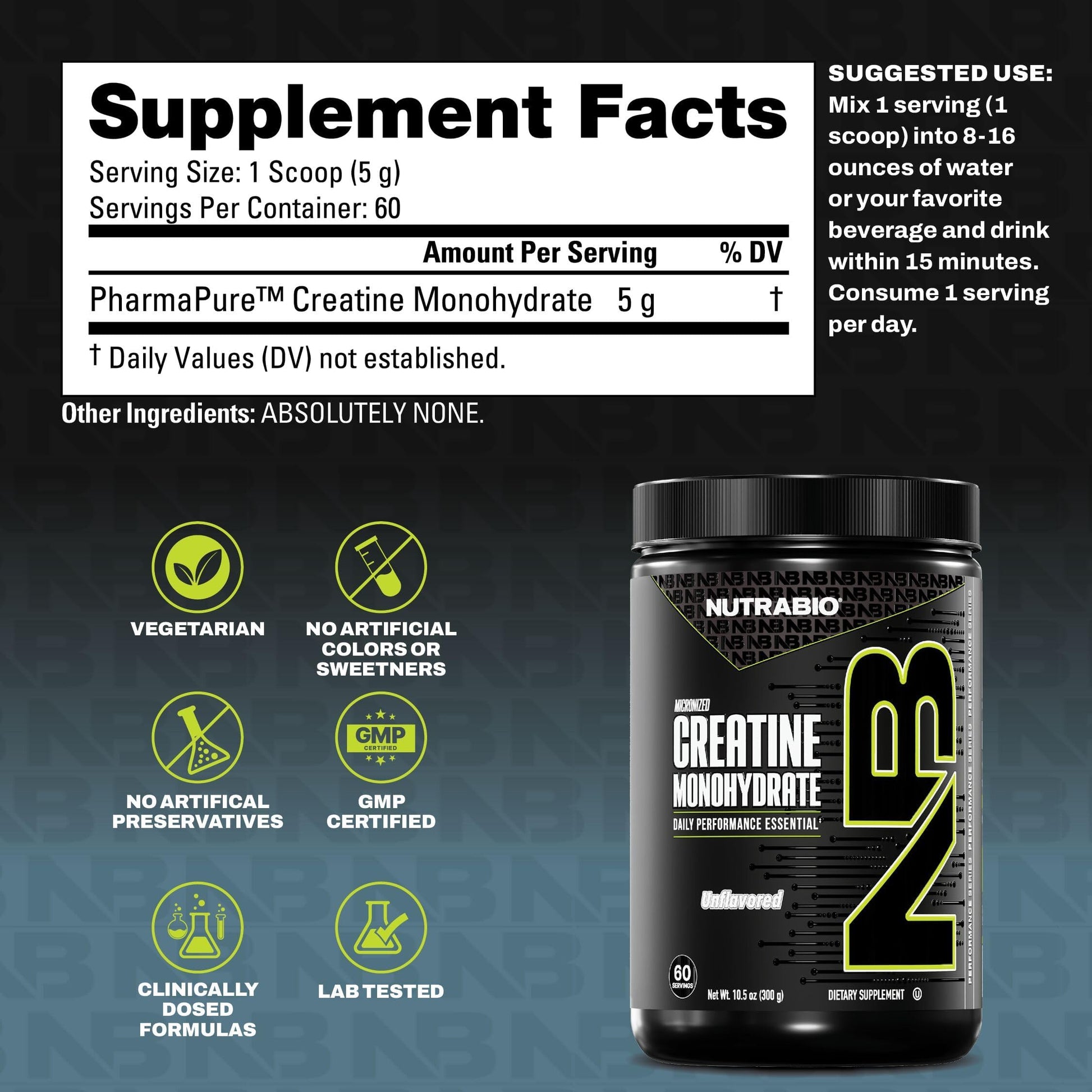 NutraBio Pure Micronized Creatine Monohydrate Powder Supplement, Unflavored, (300 g) - Supports Bulk Muscle Energy, Recovery, and Strength - HPLC Tested Creatine Powder Supplement for Men and Women NutraBio Au supplements