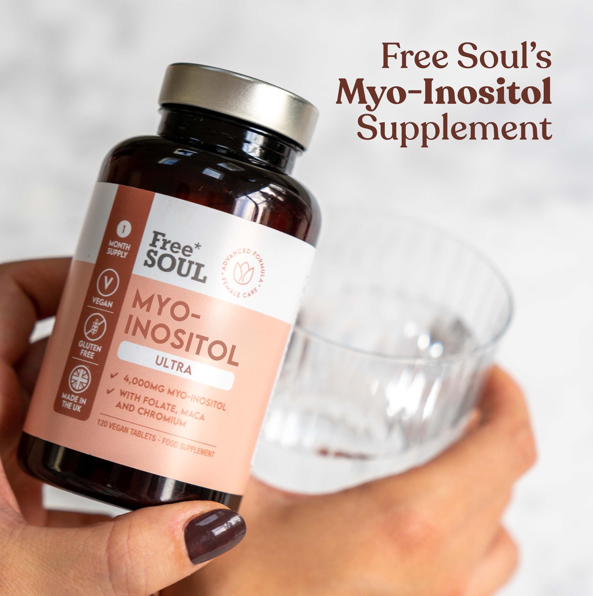 Free Soul Myo-Inositol Ultra Supplement with 4,000mg Myo-Inositol, 200ug Folate, 100ug Free Soul Au supplements
