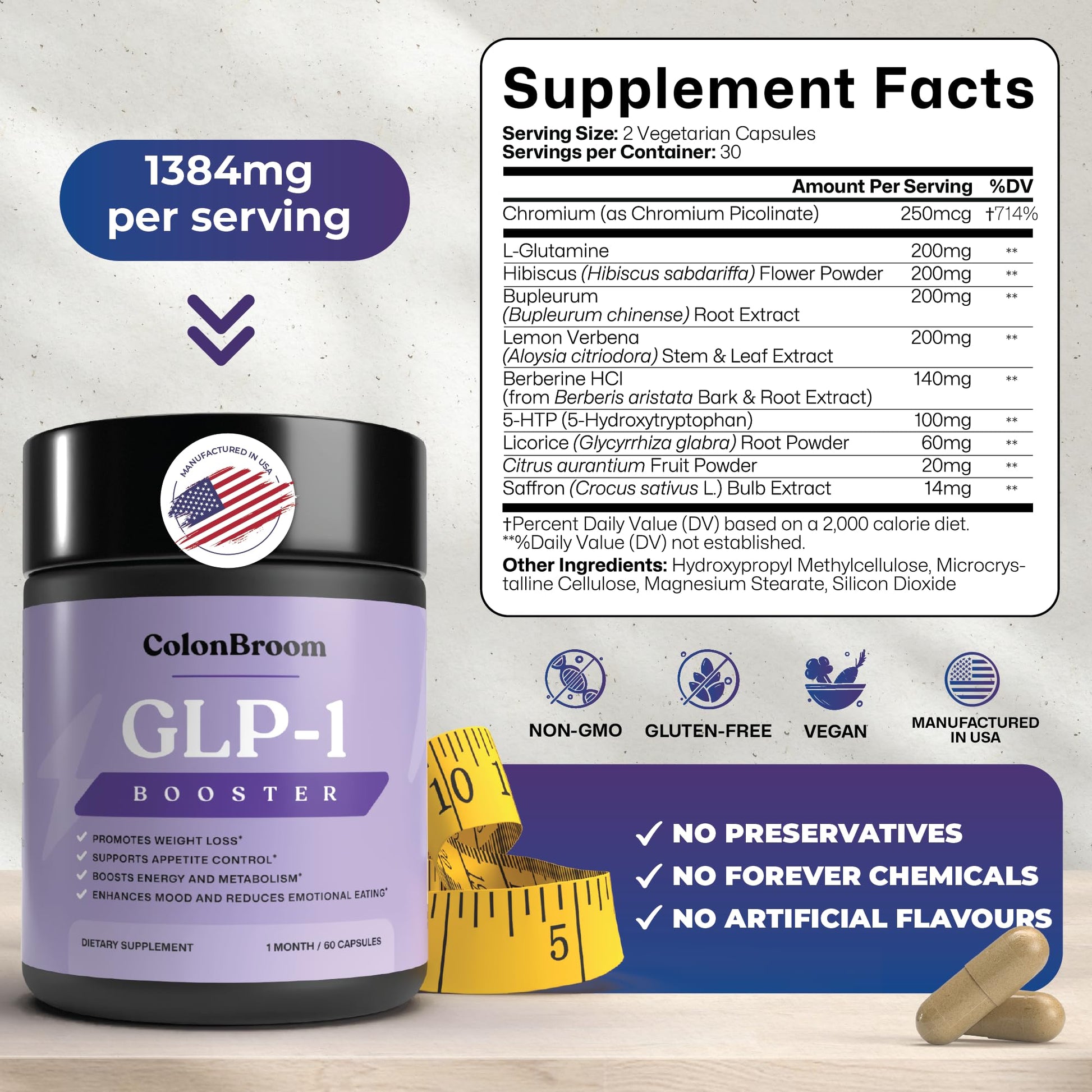 ColonBroom GLP-1 Weight Management Supplement for Women & Men - GLP1 Supports Gut Health, Metabolic Wellness & Appetite Regulation - Vegan, Gluten-Free Diet Capsules | 120 Count ColonBroom Au supplements