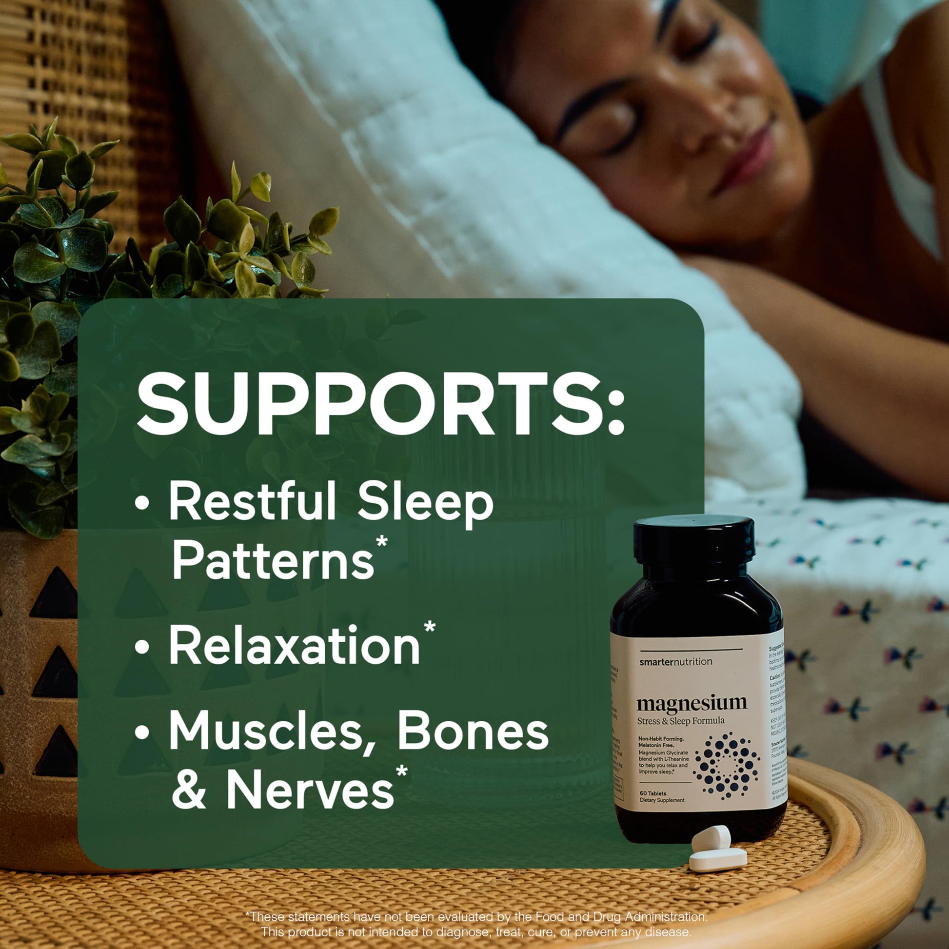Smarter Nutrition Magnesium Complex - Chelated Magnesium Glycinate with Citrate, Malate and L-Theanine for Sleep, Muscle Relaxation and Stress Support - Non-GMO - 60 Tablets[30DaySupply] SMARTERNUTRITION Au supplements