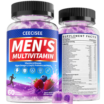Ceecisee Men’s Methylated Multivitamin Gummies: Chewable Multivitamins Mens Gummy with Omega Probiotic Magnesium Zinc Vitamins B12 D3 - No Iron Daily Supplement Support Energy Immune for Men(120Count) Ceecisee Au supplements