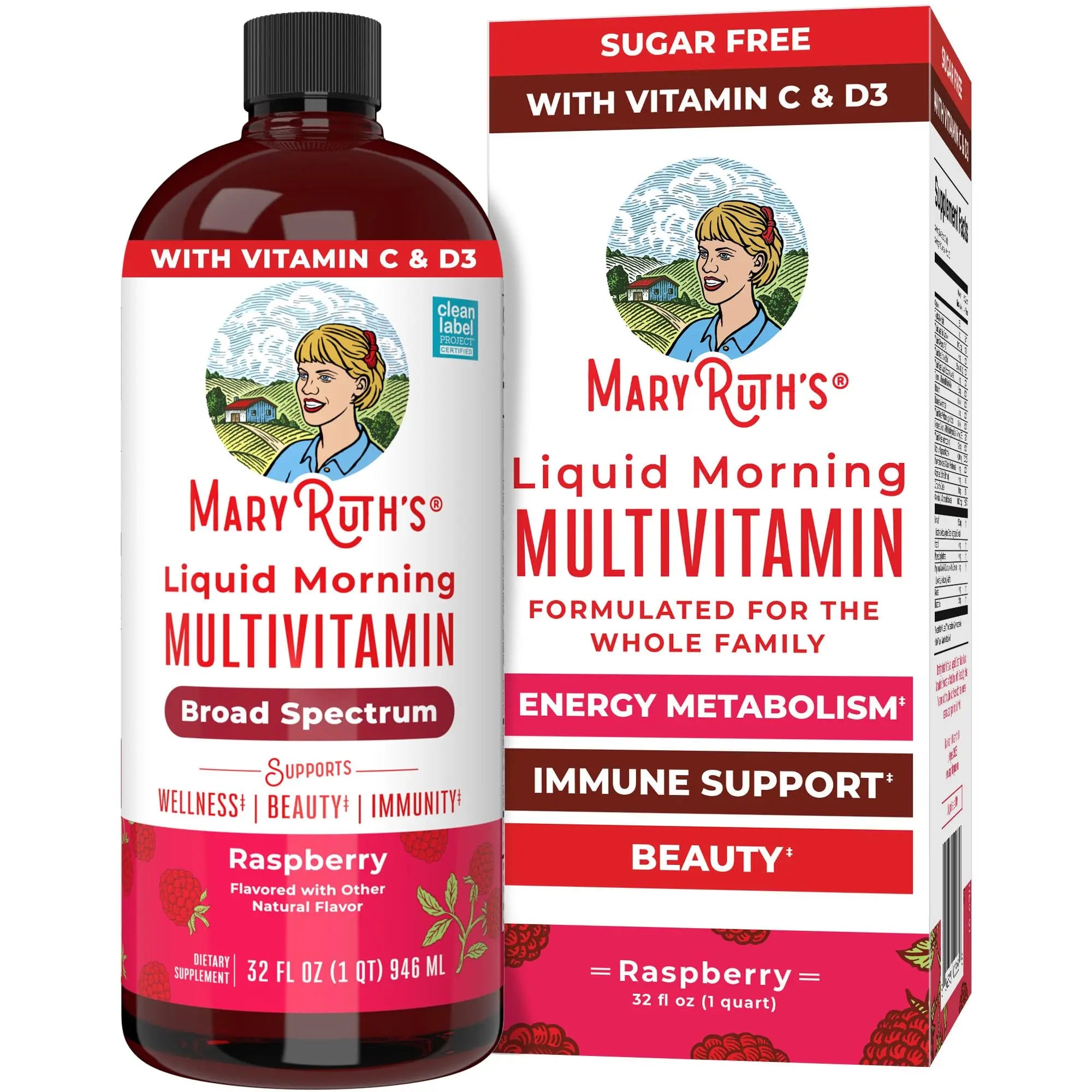 MARYRUTH'S Liquid Morning Multivitamin for Women, Men & Kids | Vitamin A C D E B6 B12 Biotin Zinc | Beauty | Vegan | Non-GMO | Gluten Free | 32 Servings MARYRUTH'S Au supplements
