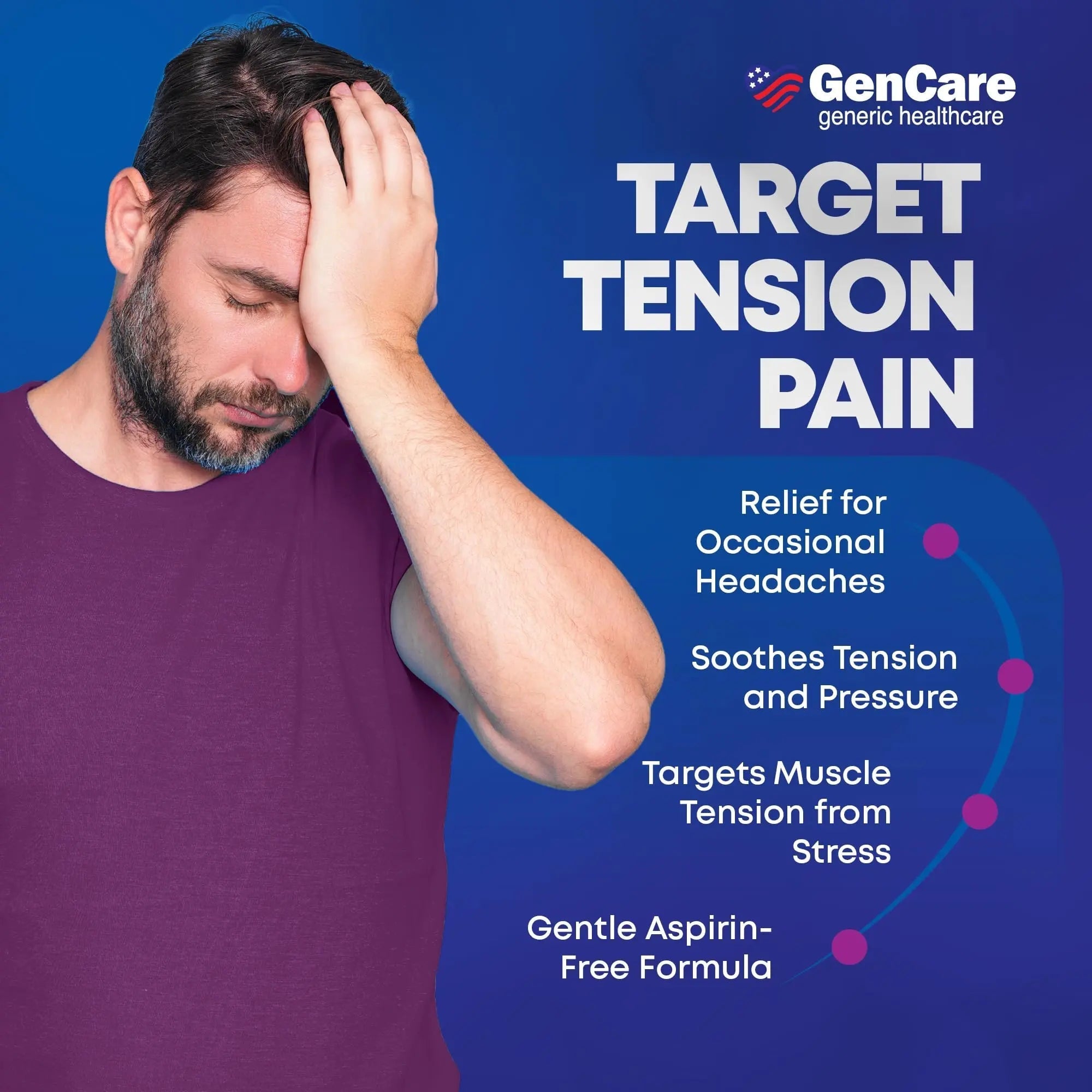 GenCare - Tension Headache Relief Pain Reliever with Acetaminophen 500 mg & Caffeine 65 mg (200 Caplets) Best Value Bulk Extra Strength for Head, Migraine, Joint Pain & Body Ache Relief Medicine GenCare Au supplements