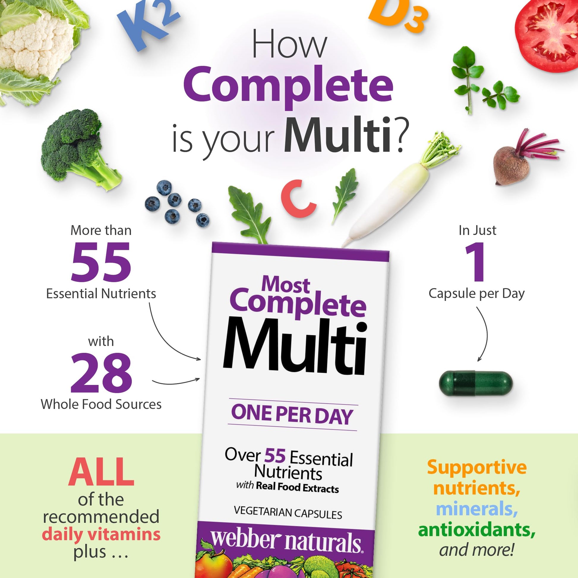 Webber Naturals Women's 50+ Most Complete Multi, 90 Vegetarian Capsules Webber Naturals Au supplements