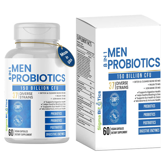 Probiotics for Men - 150 Billion CFU Acidophilus Capsules with Prebiotics & Postbiotics - Supports Gut Microbiome, Colon & Immune Health SigmaBioticsAU supplements