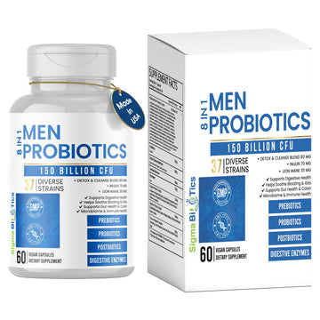 Probiotics for Men - 150 Billion CFU Acidophilus Capsules with Prebiotics & Postbiotics - Supports Gut Microbiome, Colon & Immune Health - 37 Strains with Digestive Enzymes - 60 Vegan Capsules SigmaBiotics Au supplements
