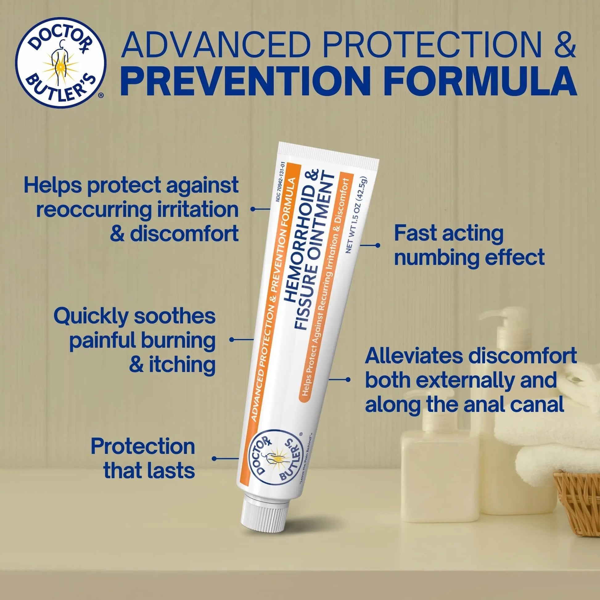 Doctor Butler's Advanced Hemorrhoid & Fissure Ointment – Lidocaine Hemorrhoid Treatment and Fissure Treatment Extra Strength Formula, Heals and Provides Fast Pain and Itch Relief* (1.5 oz.) Doctor Butler's Au supplements