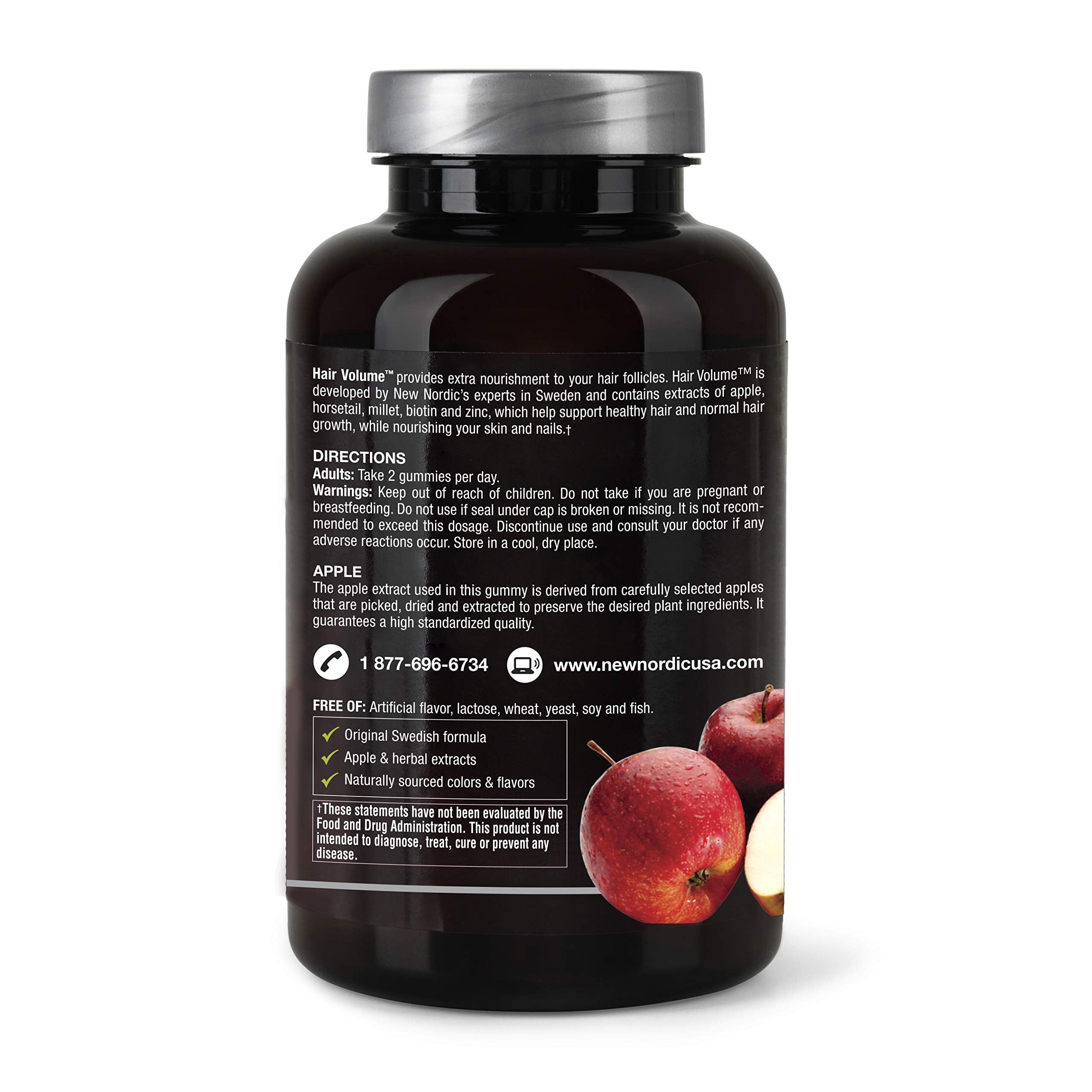 NEW NORDIC Hair Volume Gummies, 2500 mcg Biotin, Daily Hair Vitamins Supplement to Support Hair Skin & Nails, Vegan, 60 Count (Pack of 3) NEW NORDIC Au supplements