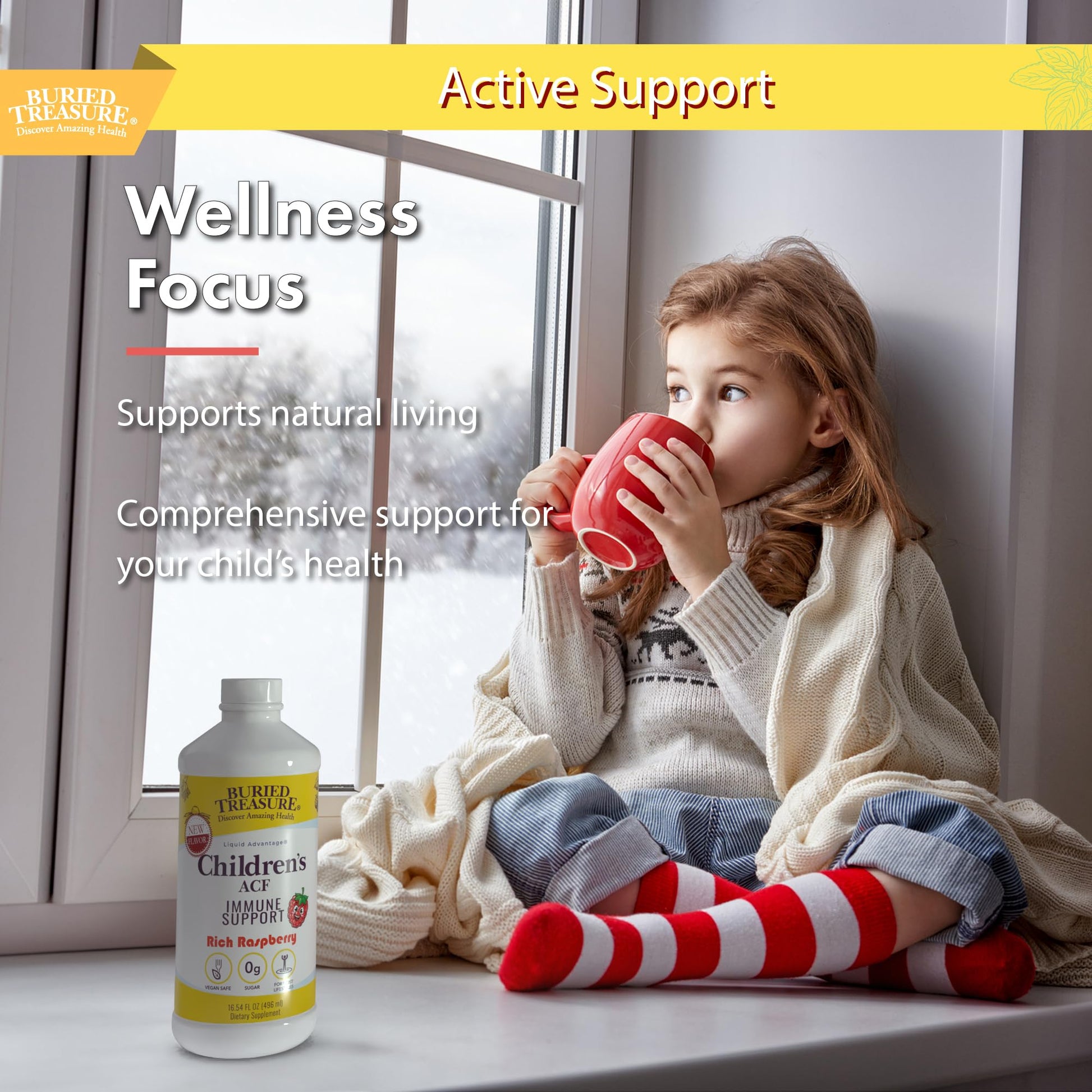 Buried Treasure Children’s ACF Liquid Immune Support for Kids – Elderberry, Echinacea & Botanicals – Raspberry Flavor – 16 oz – Sugar Free Buried Treasure Au supplements
