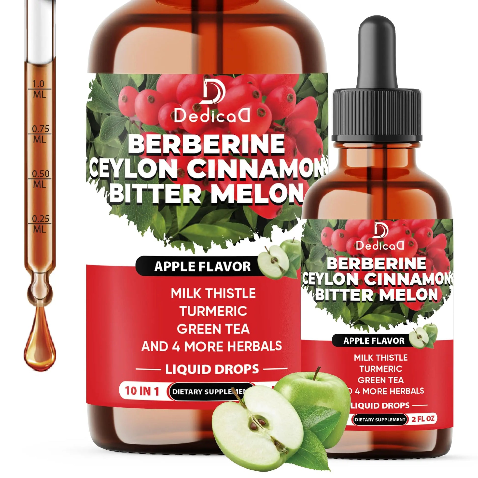 DEDICAD 10in1 Berberine HCl Drops - Liposomal Berberine Liquid - Activator Berberine with Ceylon Cinnamon, Bitter Melon, and 7 More - 60ml DEDICAD Au supplements