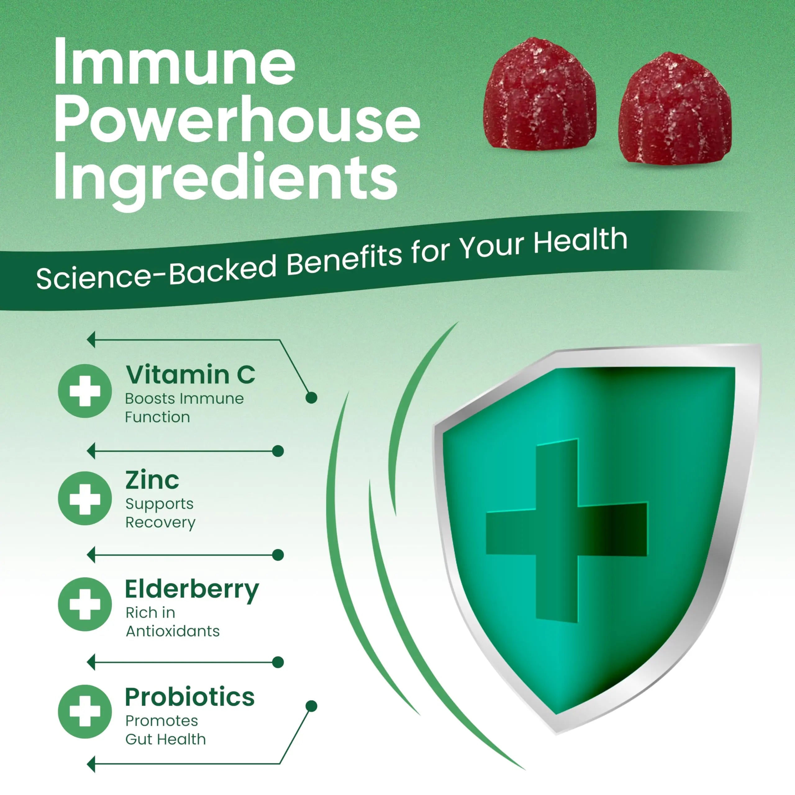 Haydar Marketplace Immune Boosters for Adults - Vegan Immune Support Gummies with Vitamins C & D, Zinc, Magnesium, Probiotics Haydar Marketplace Au supplements