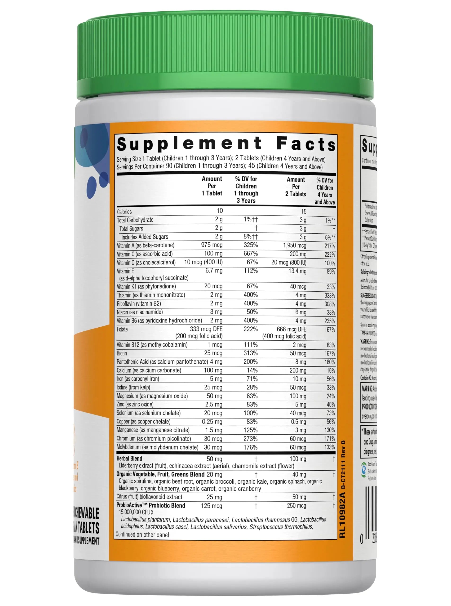 Rainbow Light Kids One Multivitamin Tablets, Provides Healthy Growth and Immune Support, with Vitamin C, Zinc, & B Complex Rainbow Light Au supplements