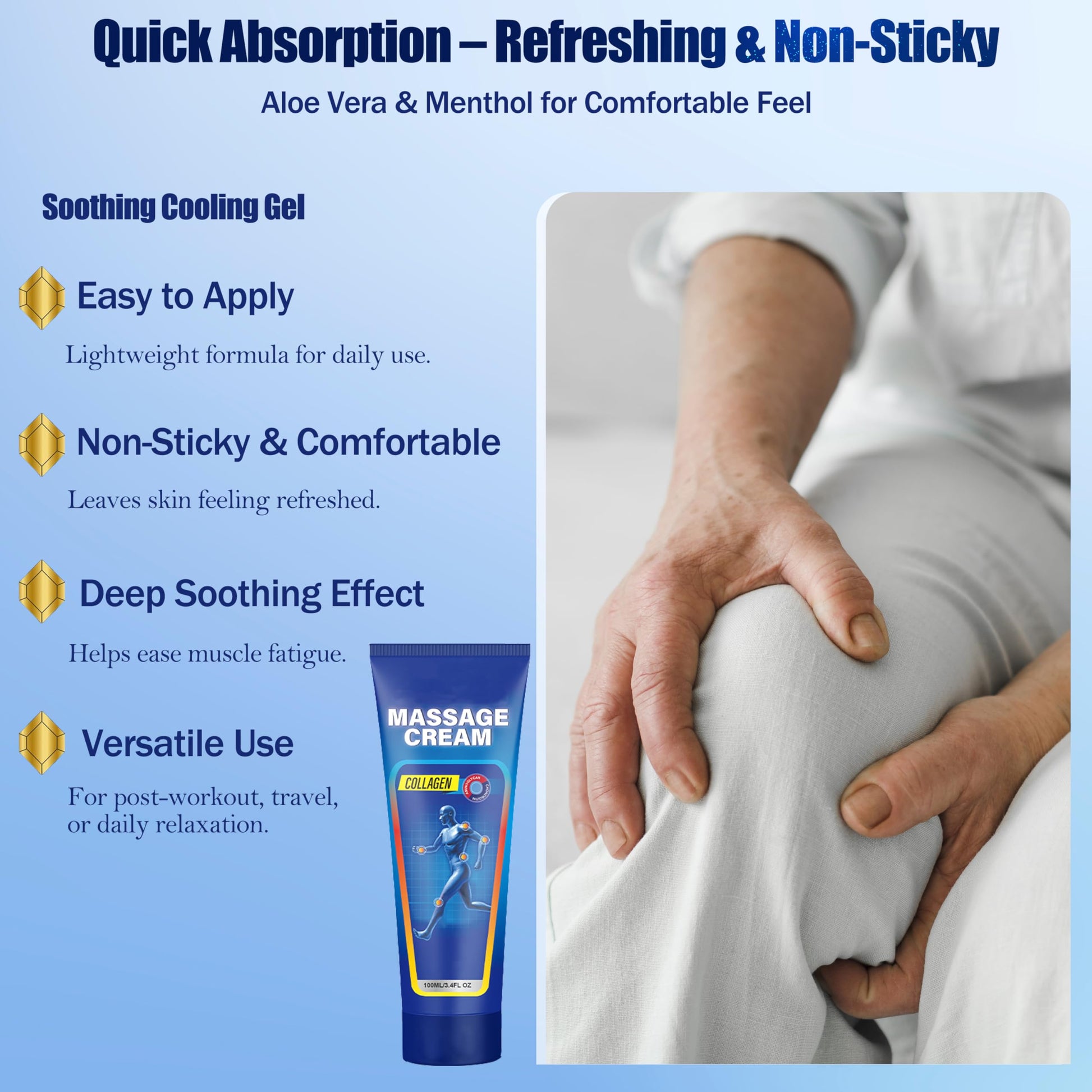 Soothing Cooling Gel for Muscle Tightness – Fast Absorbing Formula with Aloe Vera, Menthol & Tea Tree Oil | Sports & Daily Body Care Gel for Women & Men | Non-Greasy, Refreshing Feel (100ML/3.4oz) MIsiyuo Au supplements