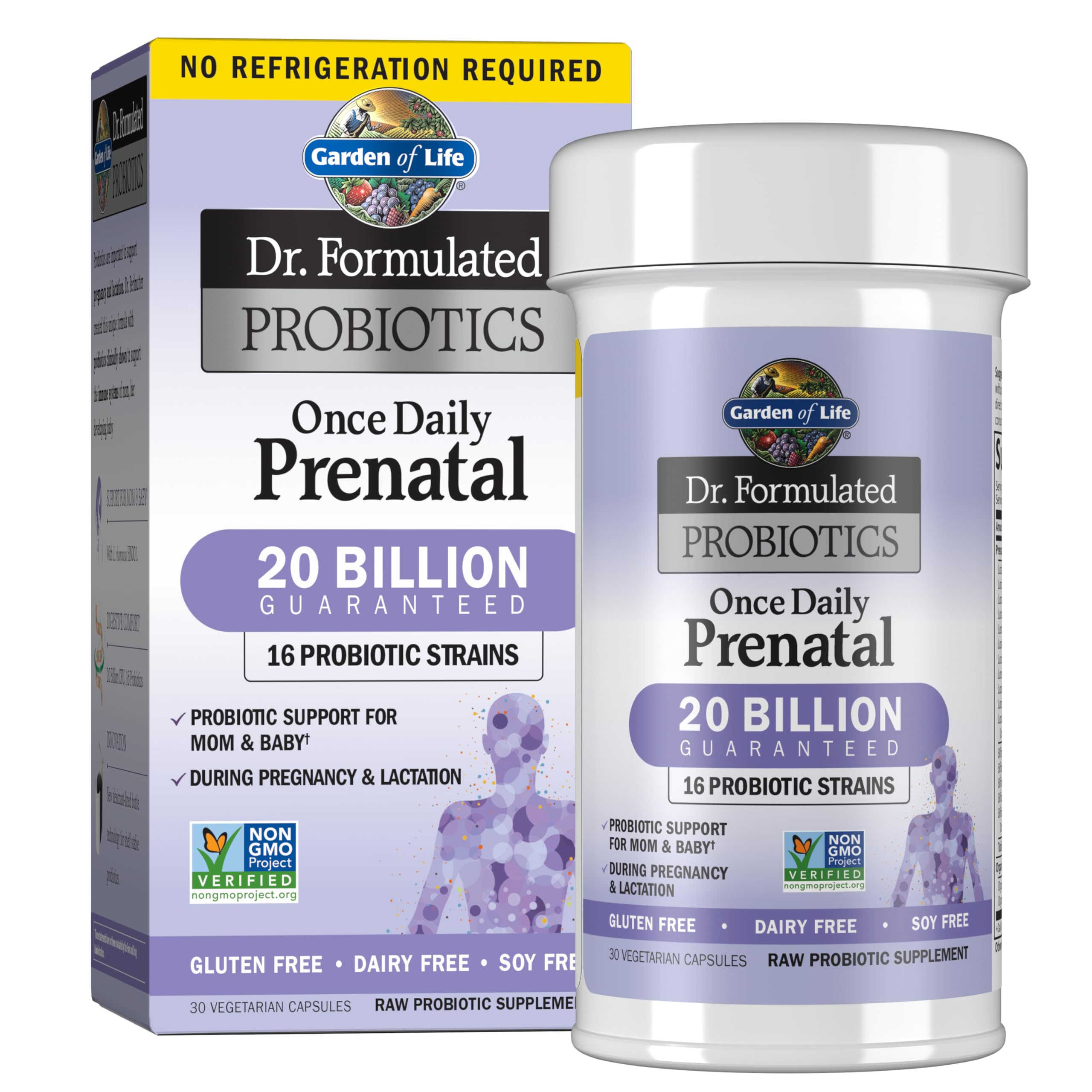 Garden of Life Dr. Formulated Probiotics Once Daily Prenatal - Acidophilus and Bifidobacteria Probiotic Support for Mom and Baby – Shelf Stable - Gluten, Dairy, and Soy-Free - 30 Vegetarian Capsules Garden of Life Au supplements