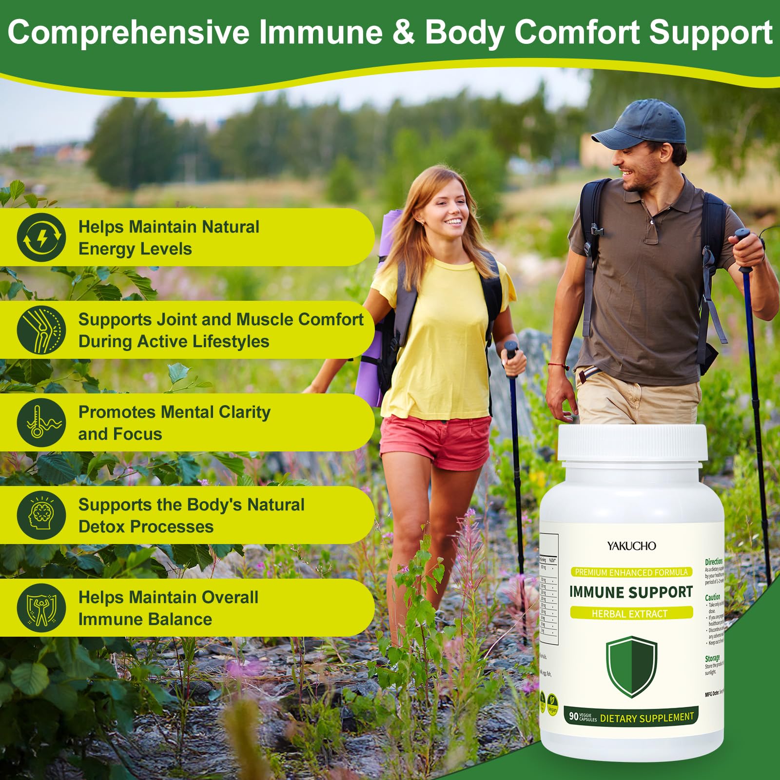 Herbal Immune Support Supplement, Vegan Capsules with Japanese Knotweed, Cat’s Claw, Skullcap & Sanguinolenta, Supports Immune Health & Overall Wellness, Gluten-Free Yakucho Au supplements
