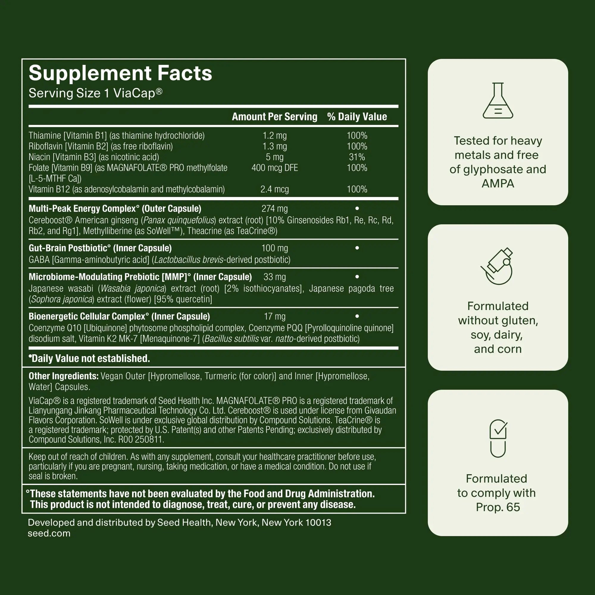 Seed AM-02 Energy + Focus - Daily Nootropic Supplement for Women & Men - Fast-Acting & Sustained Energy for Up to 6 Hours - Caffeine-Free Vegan & Shelf-Stable - 30 Capsules (30-Day Supply) Visit the Seed Store Au supplements