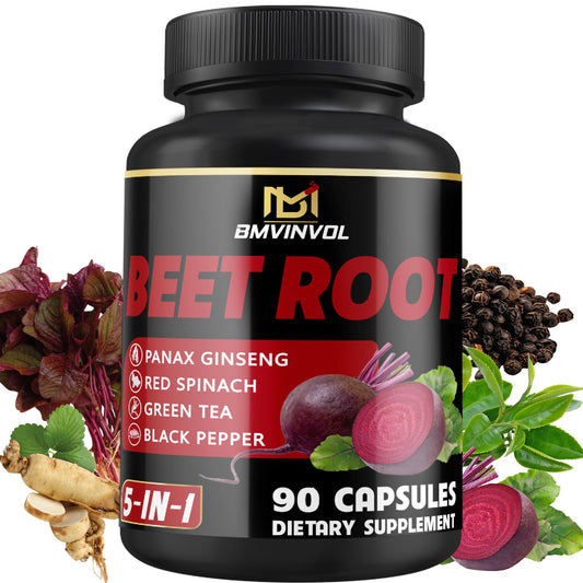Beet Root Capsules - Green Tea, Red Spinach, Ginseng, Black Pepper - 90 Count - Supports Digestive, Immune System, Energy Levels - 3 Month Supply BMVINVOLAu supplements