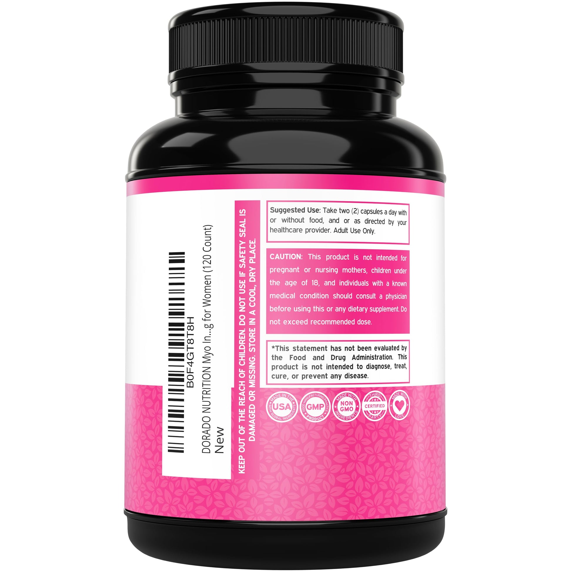 Inositol Capsules (Myo Inositol) (1000mg Per Serving 120 Capsules) Myo Inositol Supplement for Women Hormone Balance Support - Vegan Safe - Third Party Tested - Gluten Free & Made in USA (120 Count) DORADO NUTRITION Au supplements