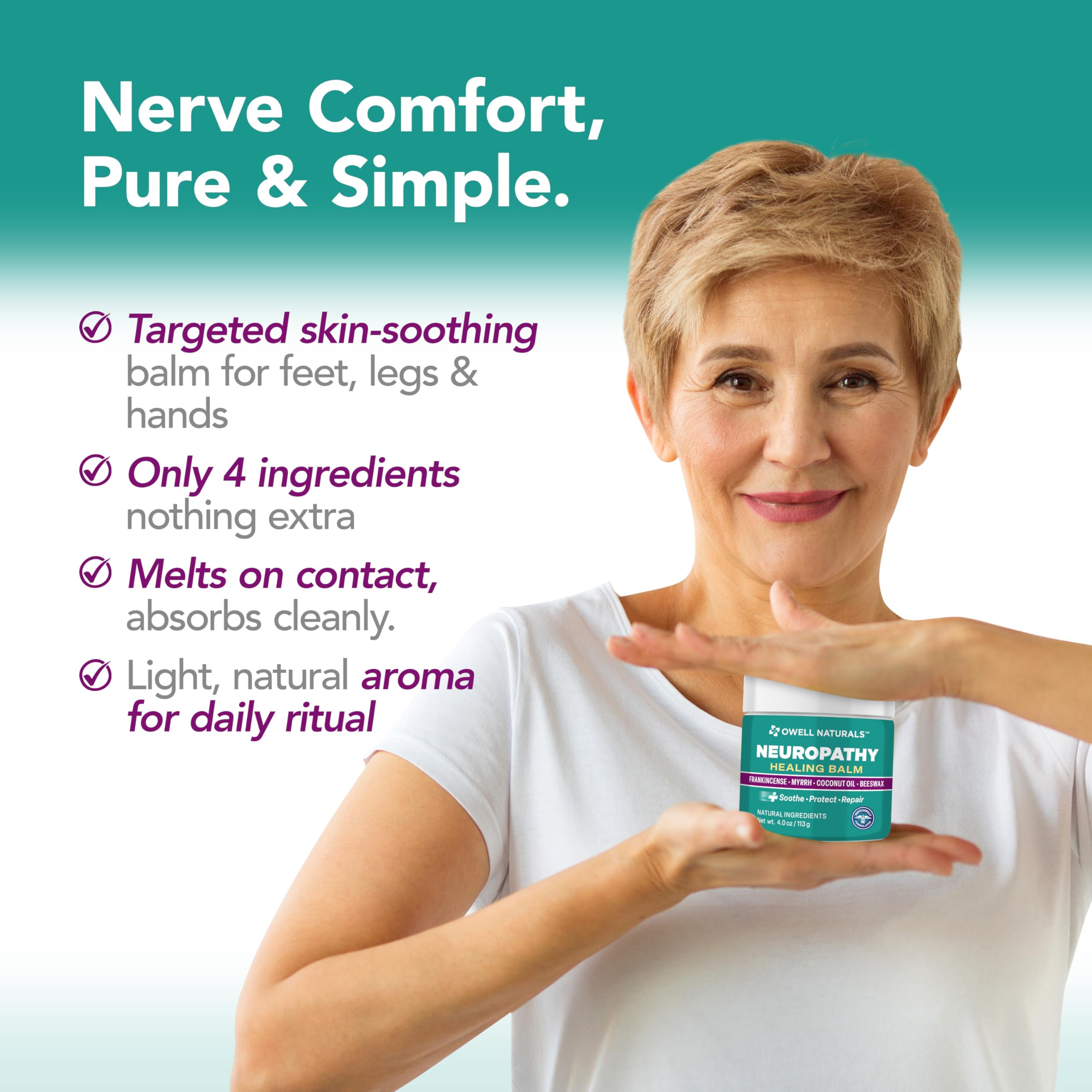 OWELL NATURALS Neuropathy Healing Balm, Fast Acting, with Frankincense, Myrrh, Coconut Oil & Beeswax, Natural Ingredients – Soothe, Protect & Repair, 4 oz (Pack of 1) Owell Naturals Au supplements