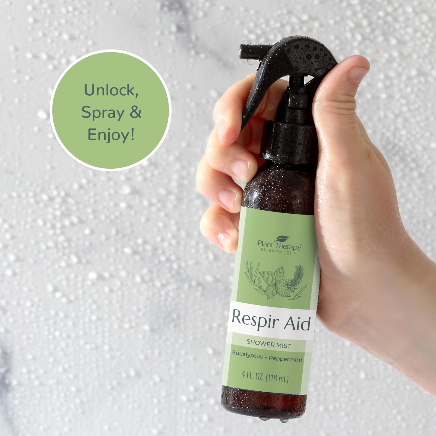 Plant Therapy Respir Aid Shower Mist 4 oz Refreshing & Crisp Aroma, Great to Help Clear Congestion Plant TherapyUS supplements