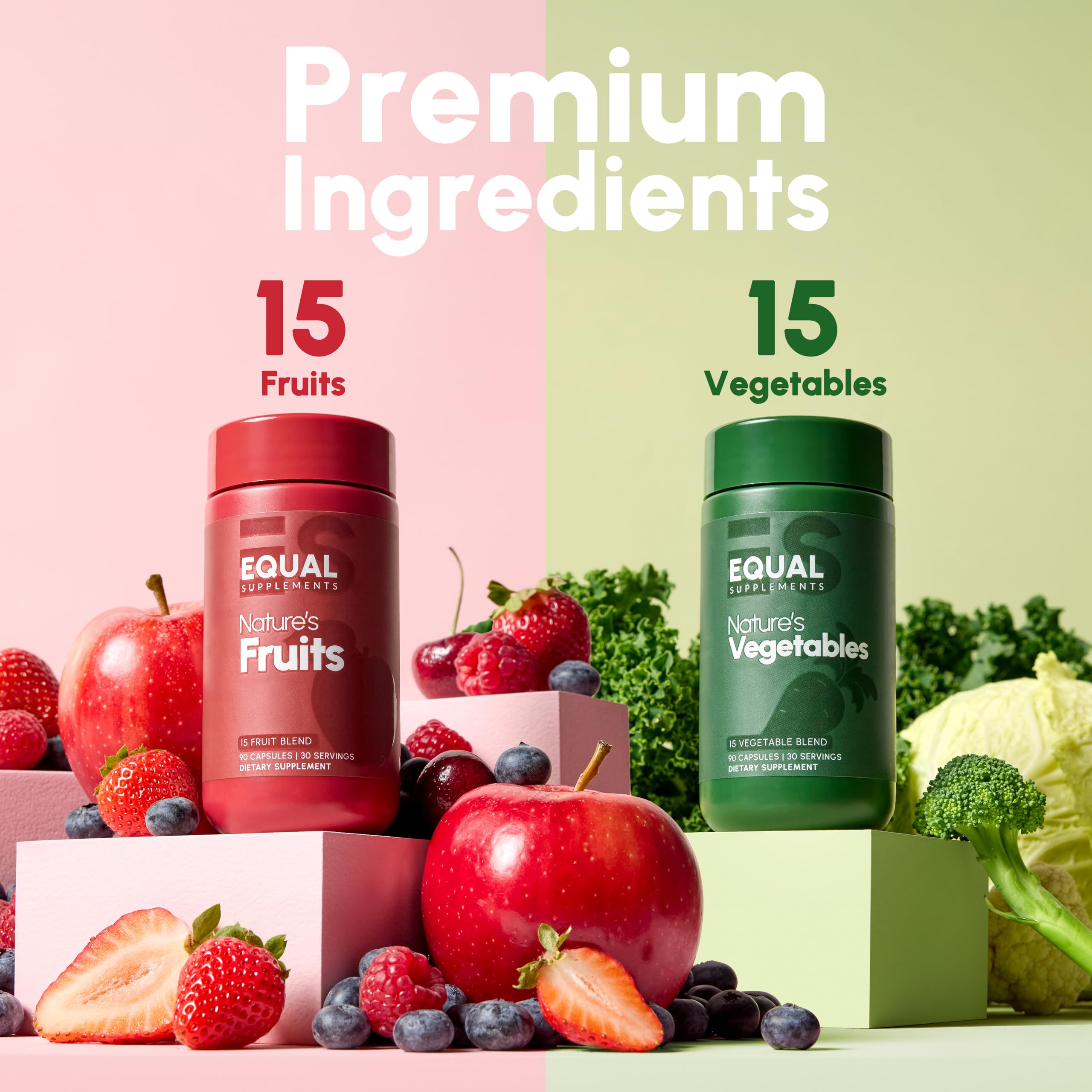 Equal Supplements Fruits and Vegetables Capsules | 2 Month Supply | GMP Certified-Manufactured in US | Fruit and Veggies Supplement for Balance | of Nature, Fruit and Vegetable Capsule for Adults Equal Supplements Au supplements