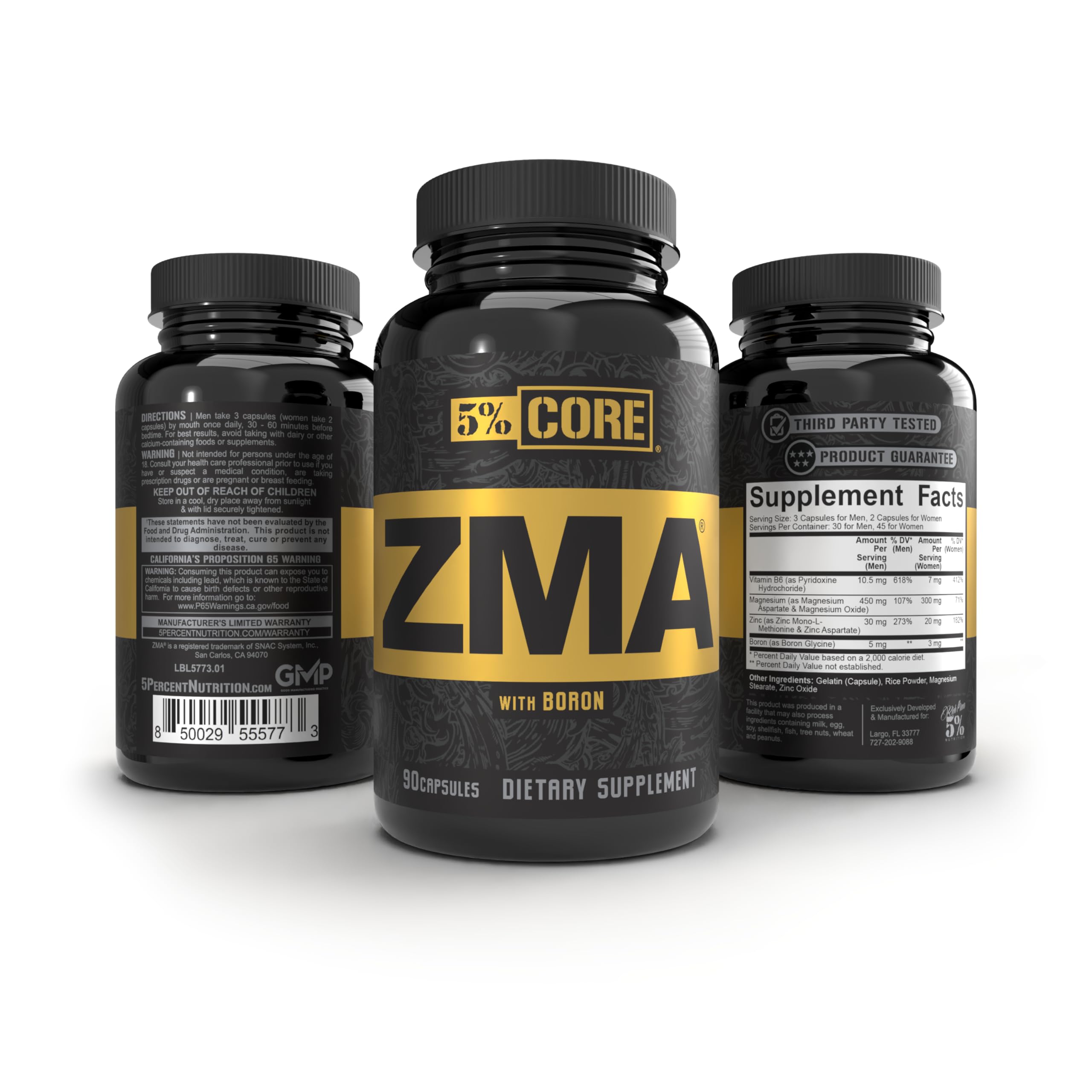 5% Nutrition Core ZMA (with Boron) | Promotes Recovery by Restoring Levels of Zinc, Magnesium & Vitamin B-6 (90 Capsules) 5% Nutrition Au supplements