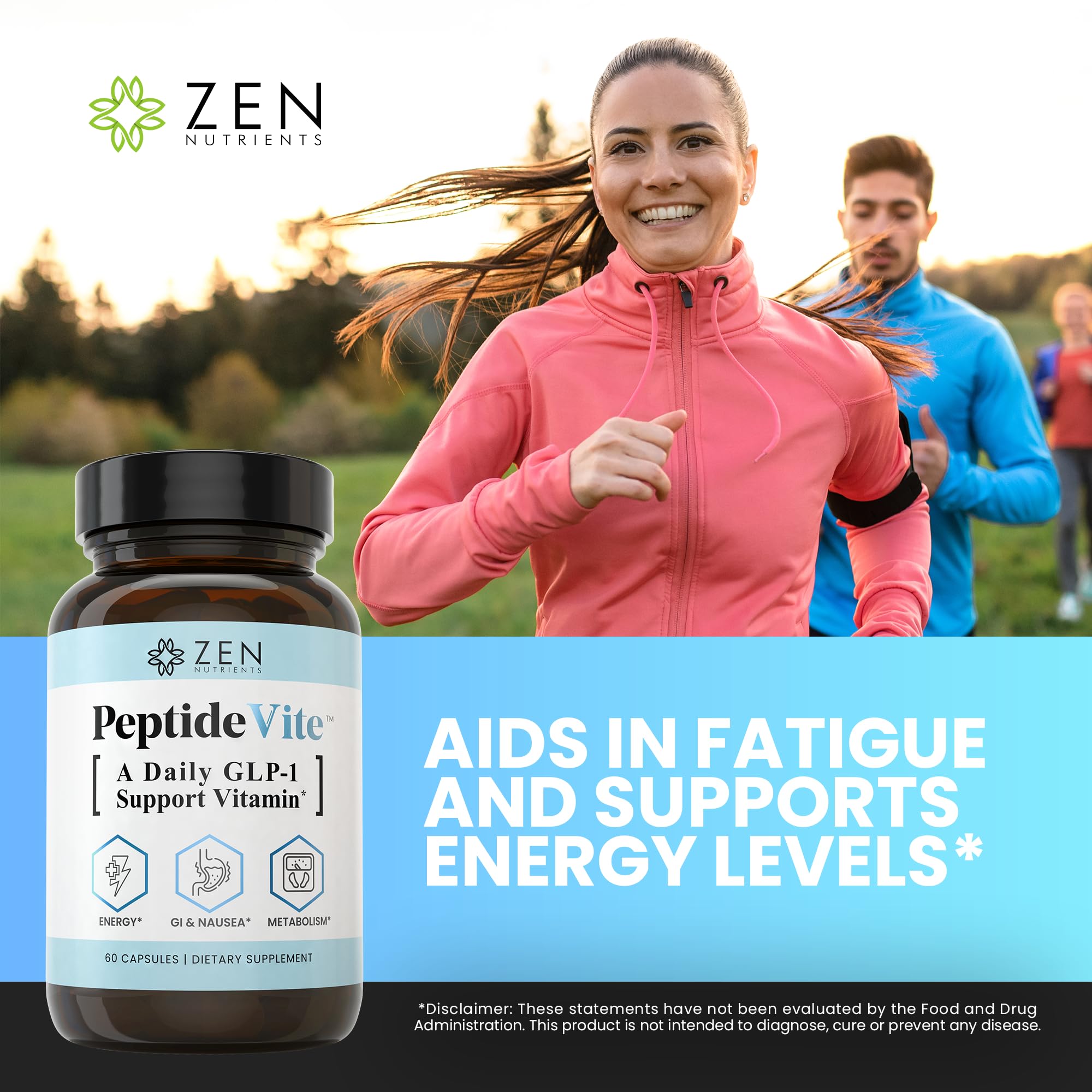Zen Nutrients PeptideVite GLP-1 Support Vitamin for Gut Health with Probiotics, Bromelain, Chromium Picolinate & Organic Ginger (60 Capsules) Zen Nutrients Au supplements