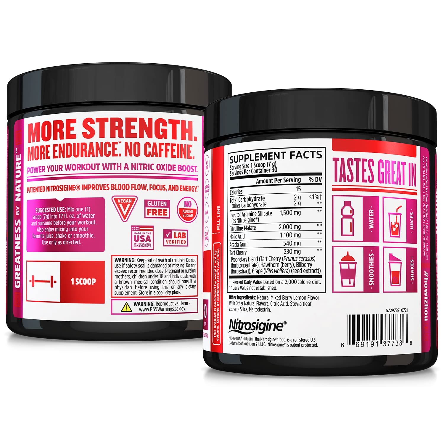 Zhou Nutrition Lite Up, Non-Stimulant Pre Workout Powder, Caffeine Free Nitric Oxide Zhou Nutrition Au supplements