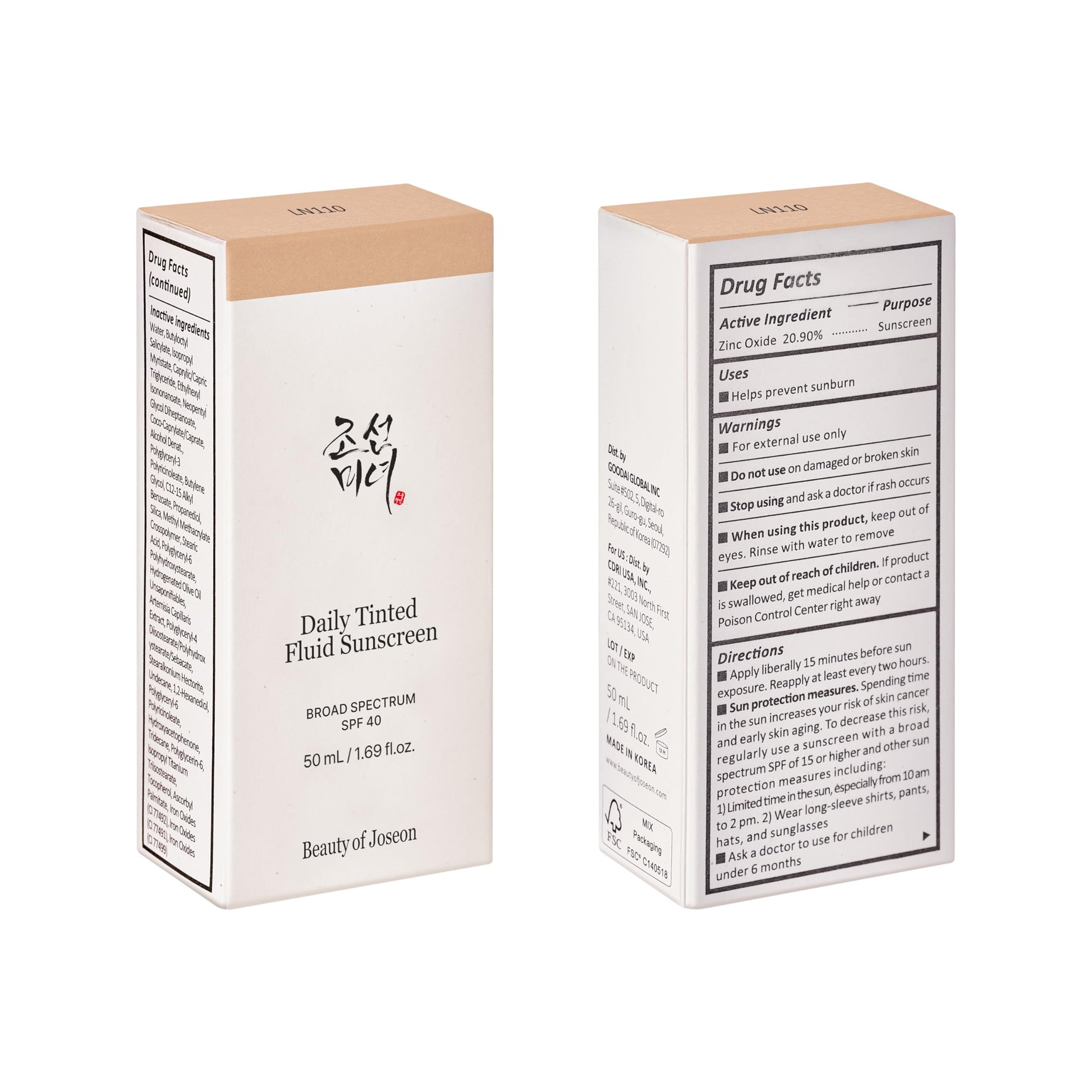 Beauty of Joseon Daily Tinted Fluid Sunscreen 12 Shades for Face Moisturizing Broad Spectrum SPF 40 Korean Skincare 50ml, 1.69 fl.oz #LN110 Beauty of Joseon Au supplements