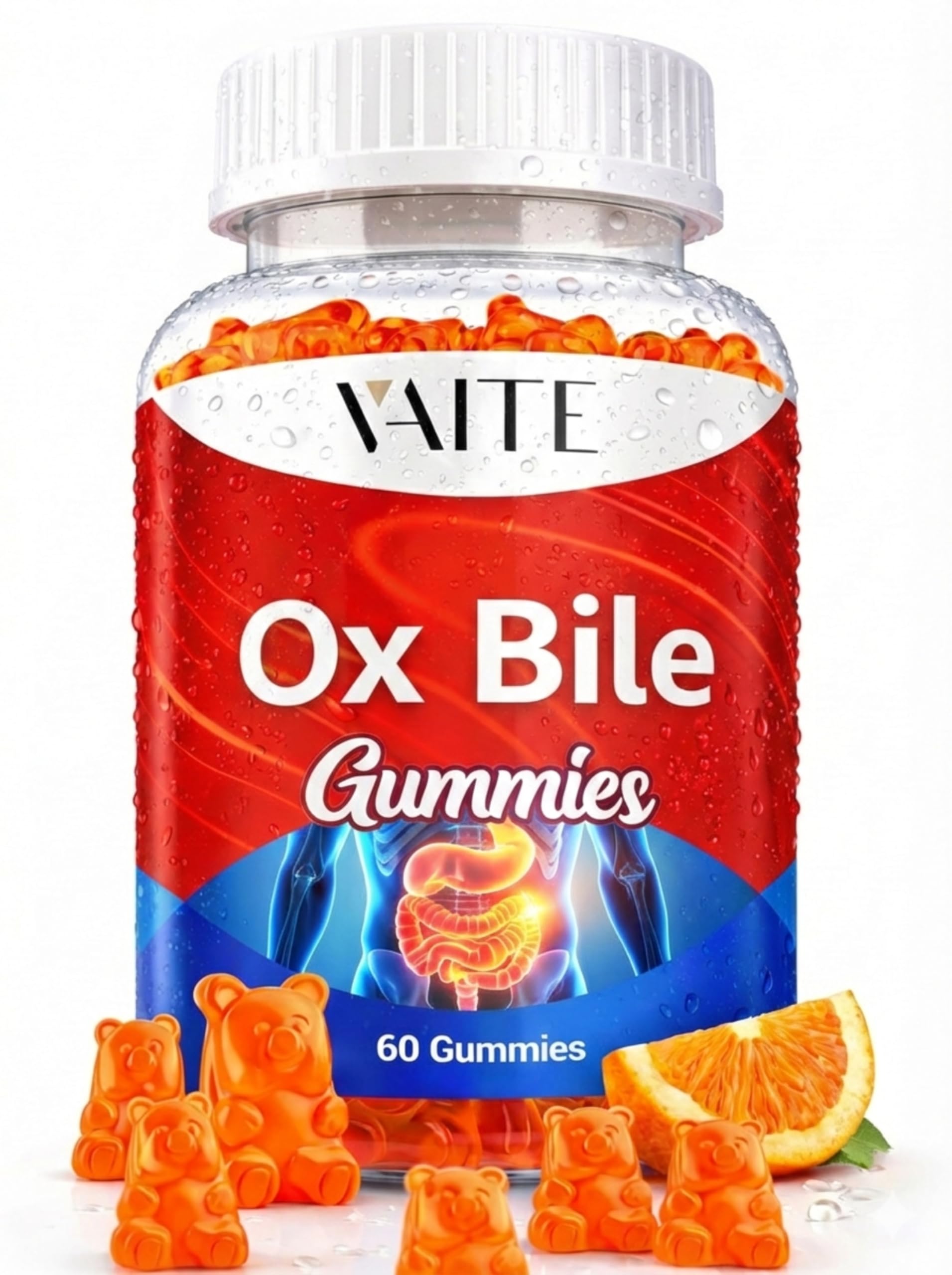 VAITE Ox Bile Gummies – 500mg Digestive Support for Gallbladder & Gut Health – Non-GMO, Sugar-Free Supplement – Helps Nutrient Absorption & Bile Flow – 60 Easy-to-Chew Bile Acid Chewables VAITE Au supplements