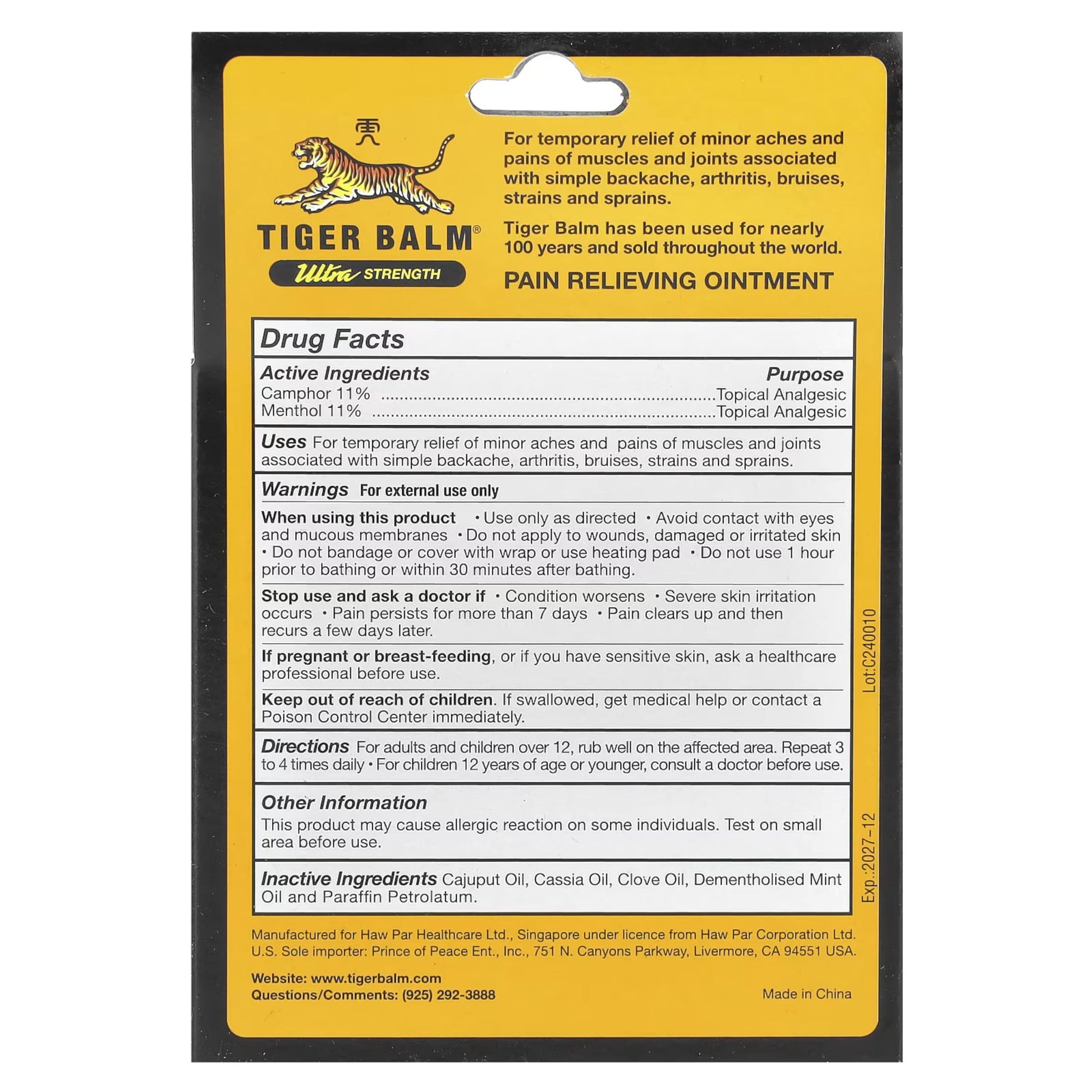 Tiger Balm Sport Rub Pain Relieving Ointment, Ultra Strength 1.70 oz (Pack of 5) Tiger Balm Au supplements