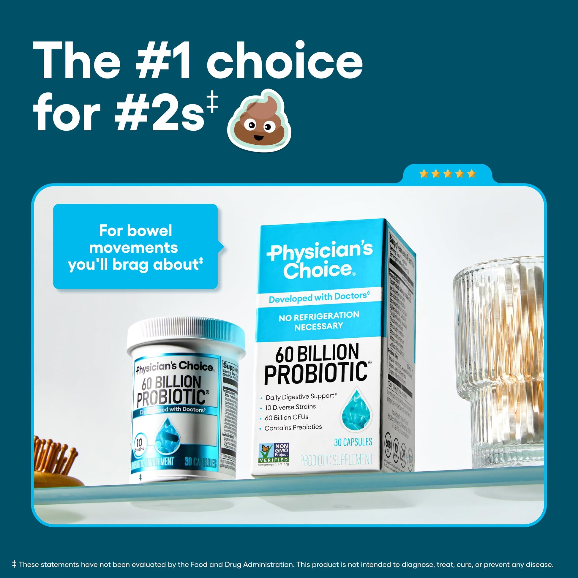 Physician's CHOICE Probiotics 60 Billion CFU - 10 Strains + Organic Prebiotics - Immune, Digestive & Gut Health - Supports Occasional Constipation, Diarrhea, Gas & Bloating - for Women & Men - 84ct Physician's CHOICE Au supplements
