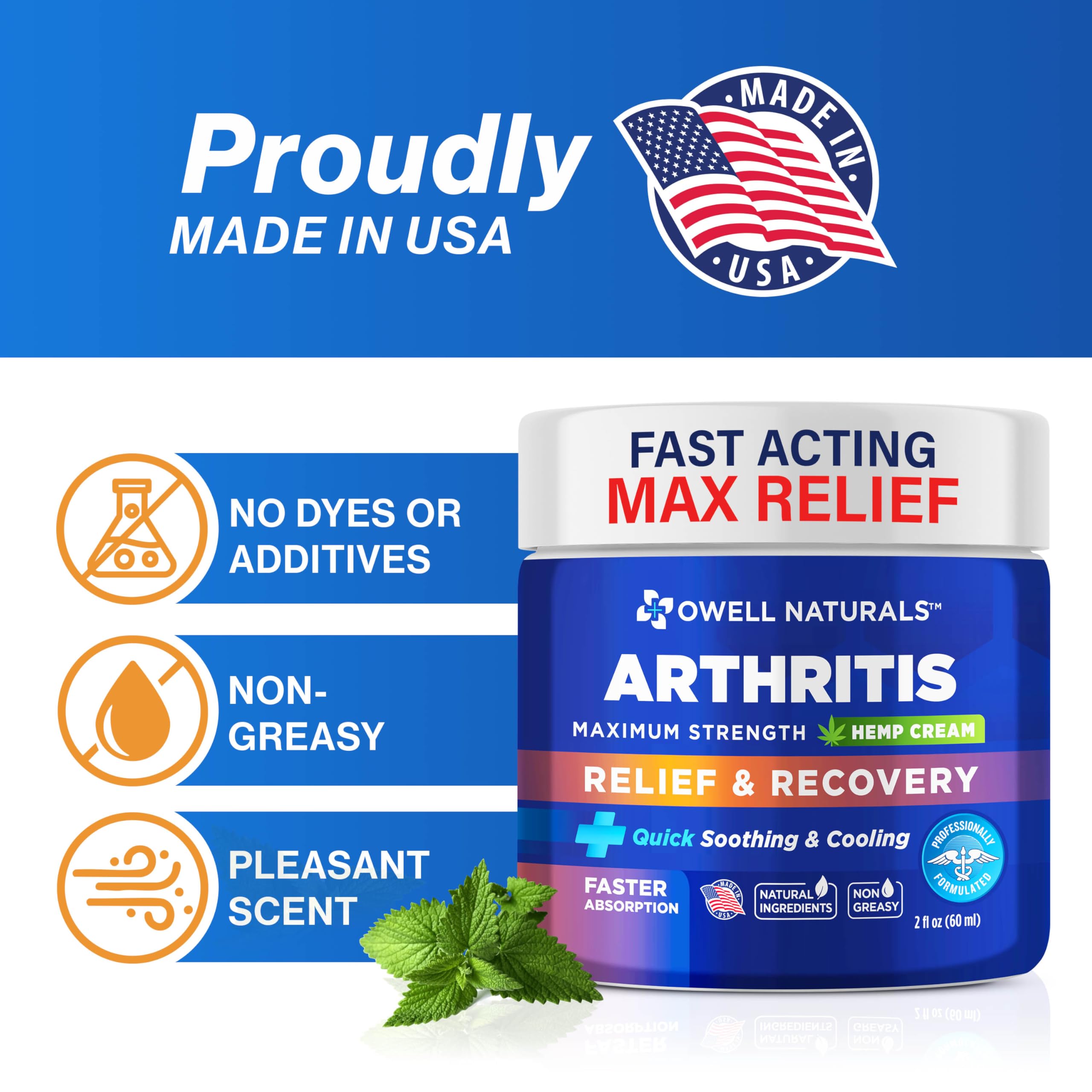 Owell Naturals Joint & Muscle Cream, Deep Penetrating, Maximum Strength Relief & Recovery for Joint & Muscles, Back, Knee, Legs, Hands, 2 Fl Oz Owell Naturals Au supplements