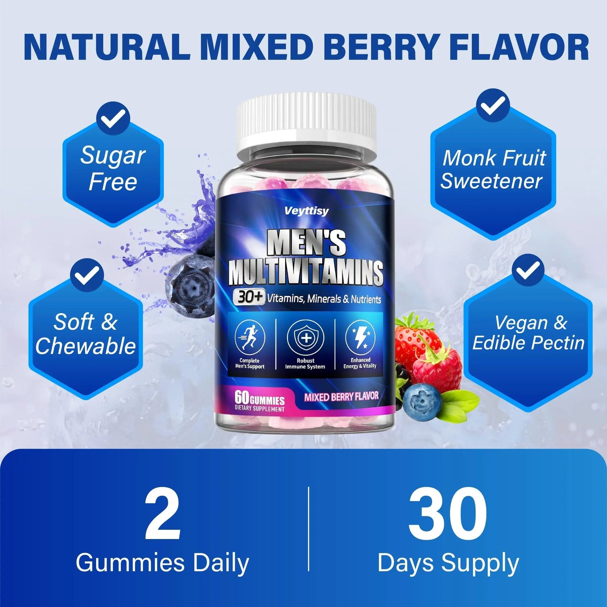 Methylated Multivitamin Gummies for Men - Mens Multivitanins Gummy with Vitamins A C D K E, Methylated Folate, B Complex Veyttisy Au supplements