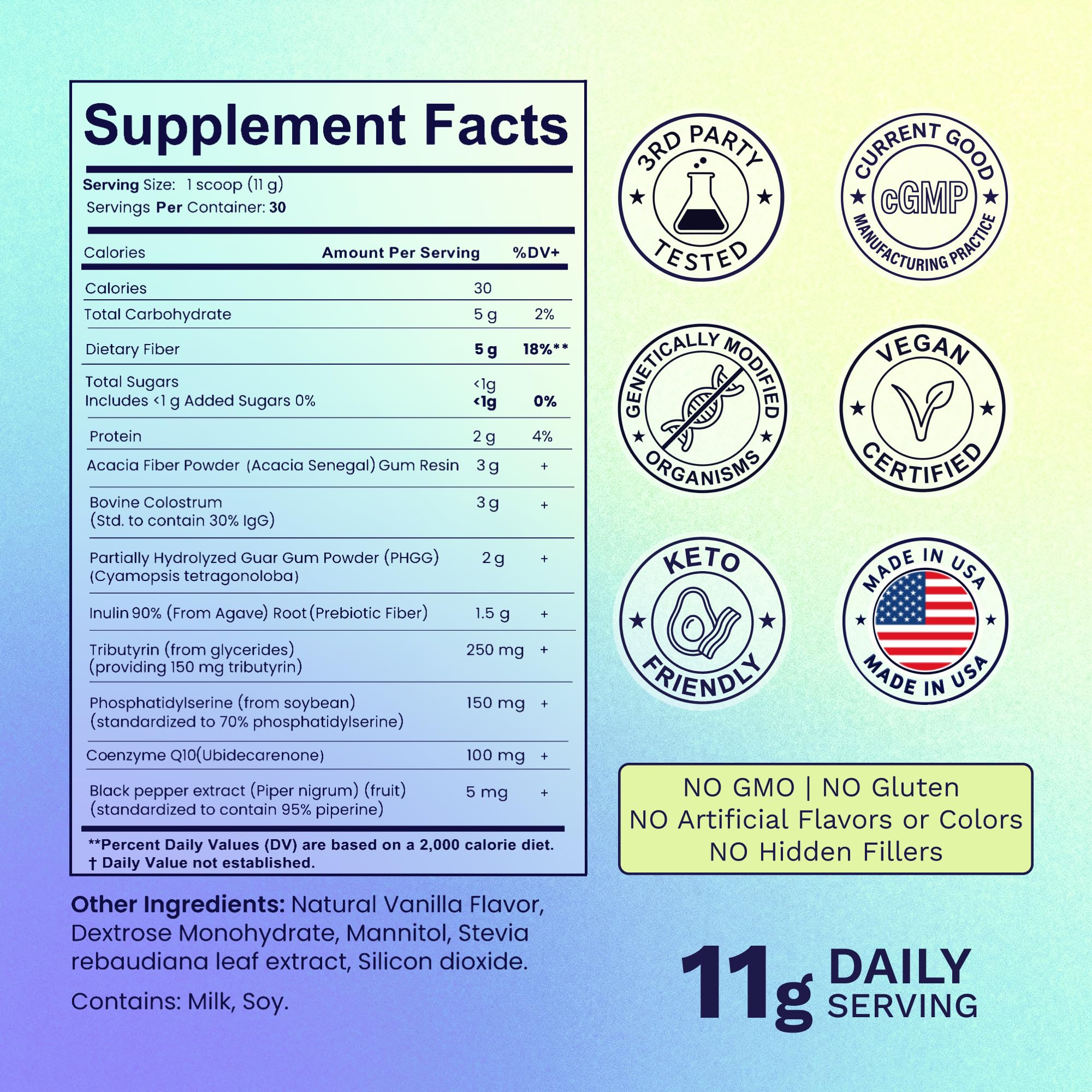Elevex Labs Gut Health Supplement Powder – Digestive Health Formula with Colostrum, Tributyrin & PHGG Prebiotics for Gut Health, Gut Lining, Gut-Brain & Bloating Relief for Women & Men – 30 Servings Elevex Labs Au supplements
