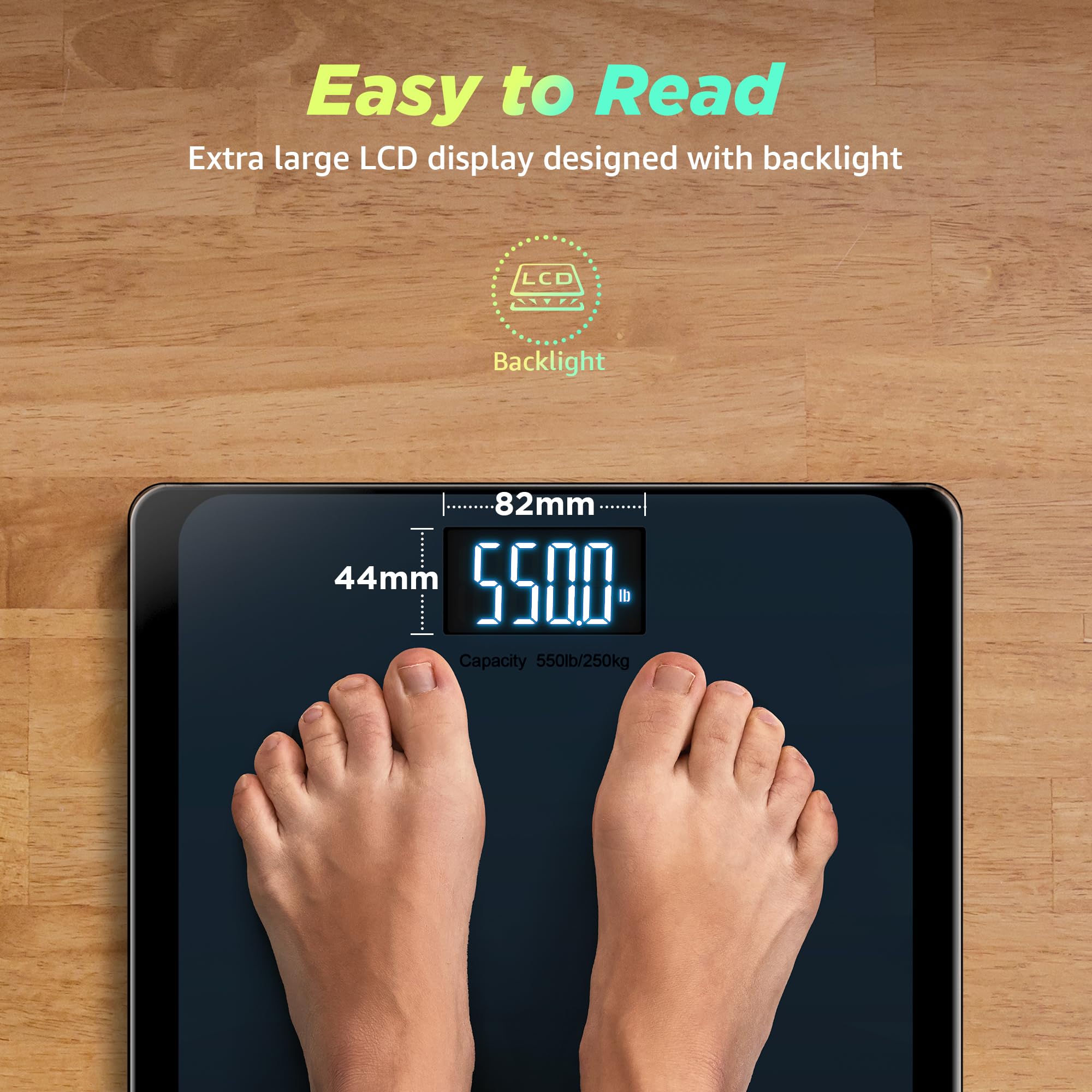 RunSTAR 550lb Bathroom Digital Scale for Body Weight with Ultra-Wide Platform and Large runstar Au supplements