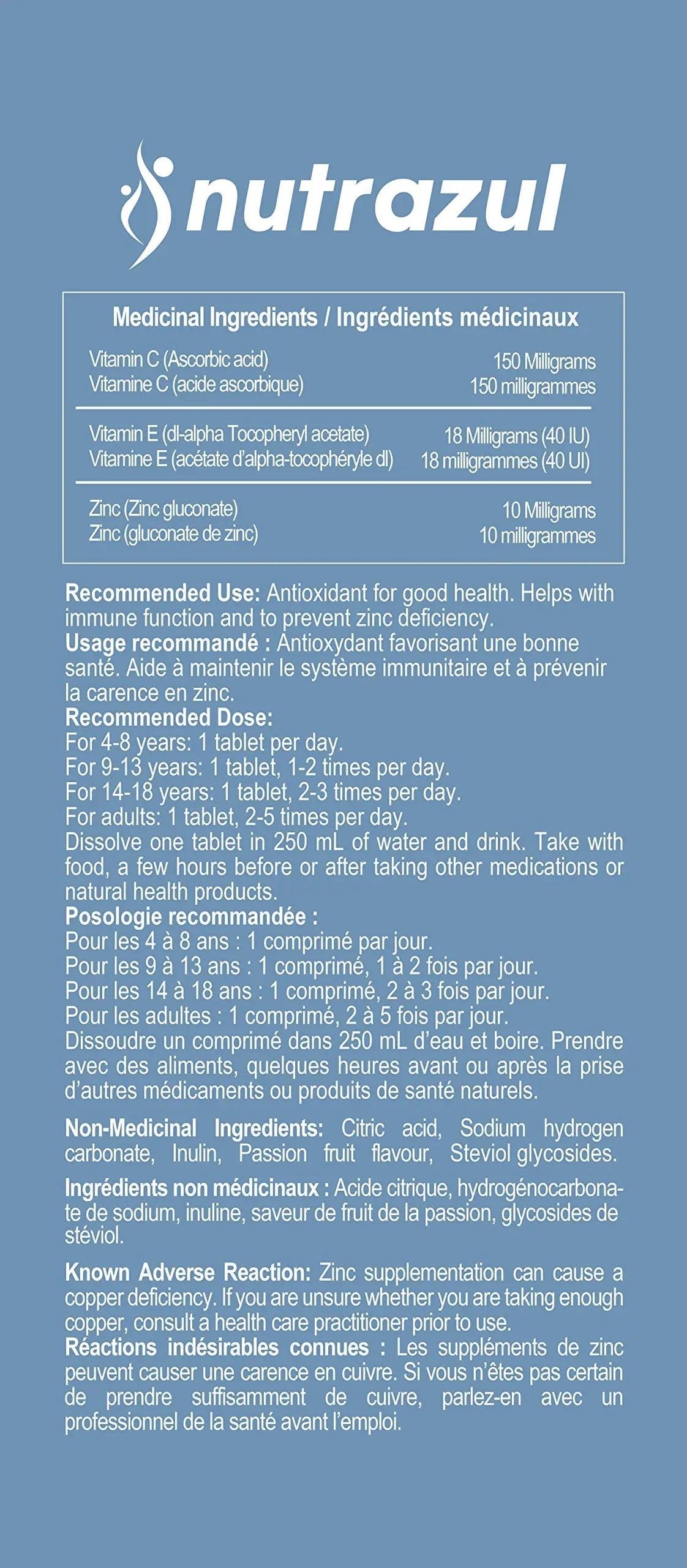 nutrazul Immune+ Effervescent Tablets | Vitamin C and Zinc with Vitamin E | 20 Tablets | Immune Support for Adults & Kids nutrazul Au supplements