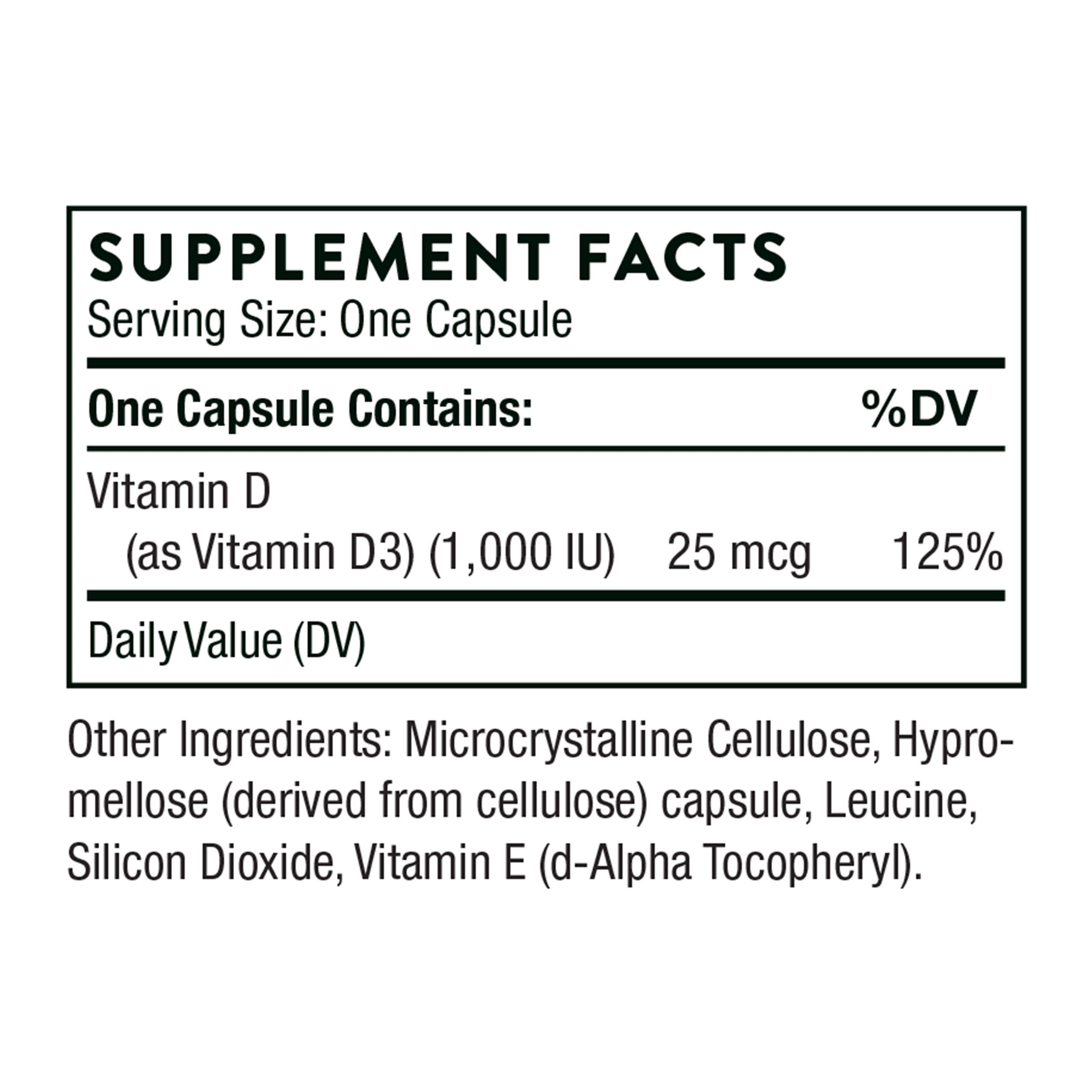 THORNE Vitamin D-1000 - Vitamin D3 Supplement - 1,000 IU - Support Healthy Bones THORNE Au supplements